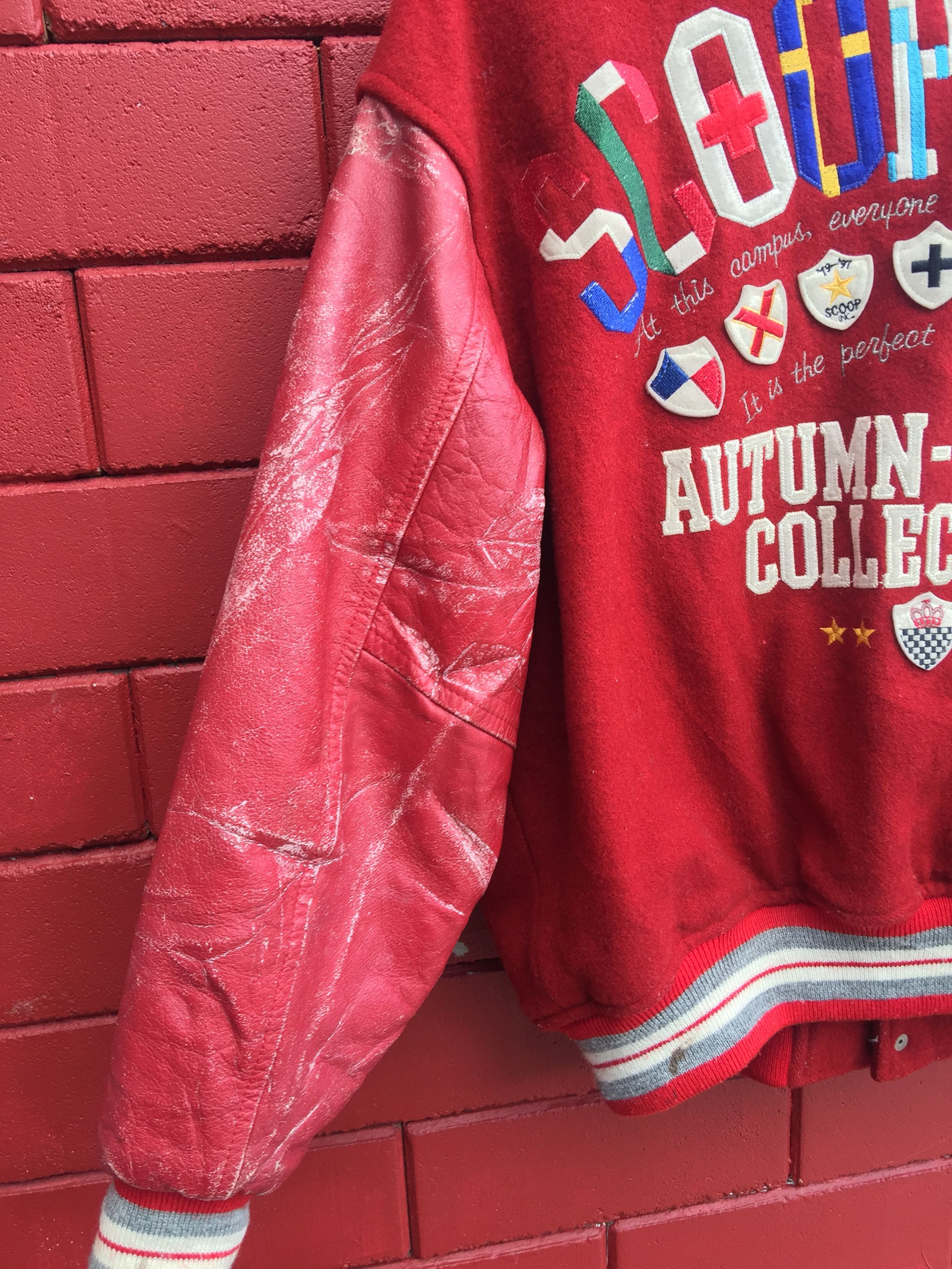 Japanese Brand × Vintage Vintage Scoop Varsity Jacket Maroon Travis Scott Style Size US L / EU 52-54 / 3 - 13 Thumbnail