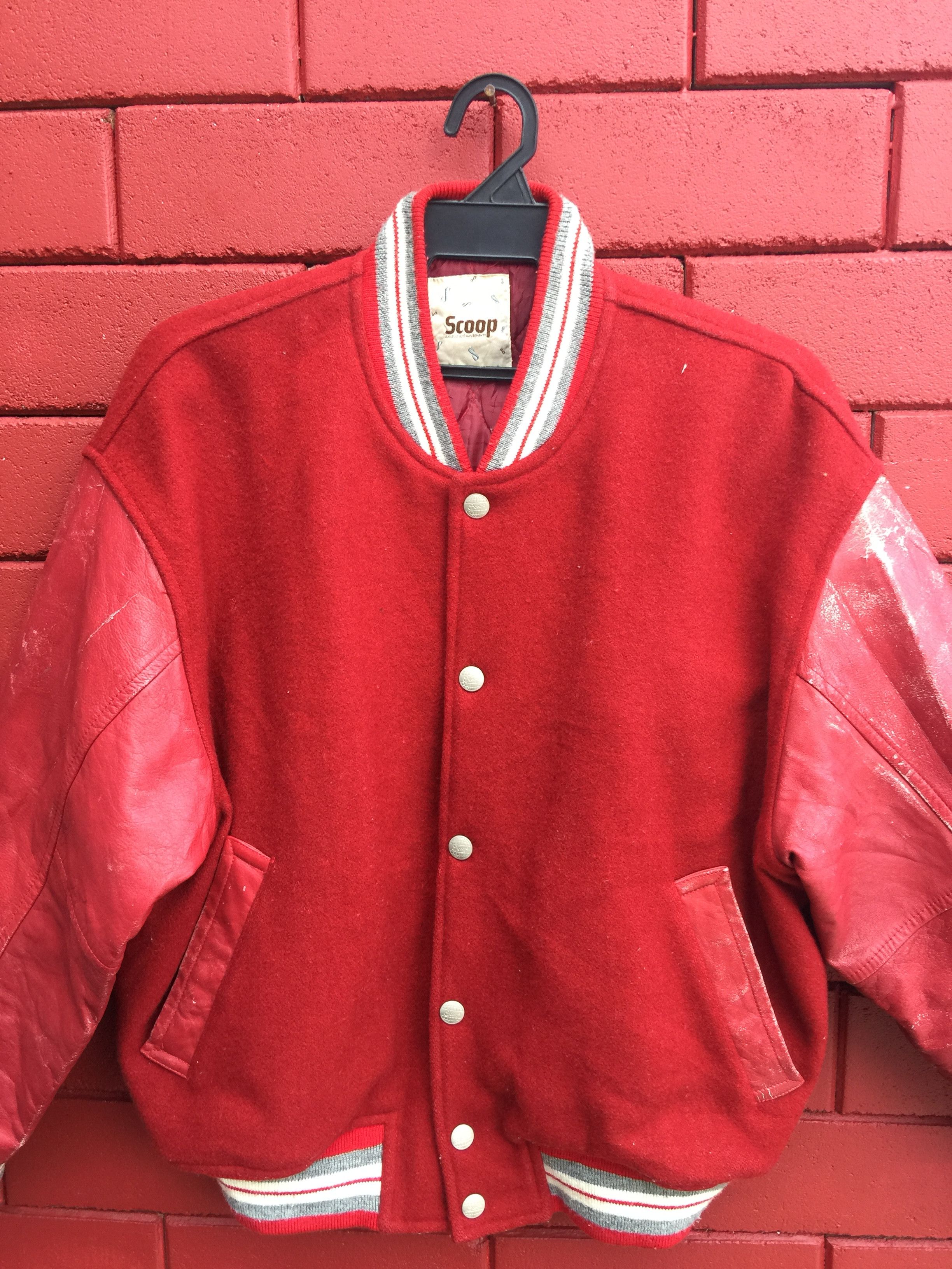 Japanese Brand × Vintage Vintage Scoop Varsity Jacket Maroon Travis Scott Style Size US L / EU 52-54 / 3 - 4 Thumbnail