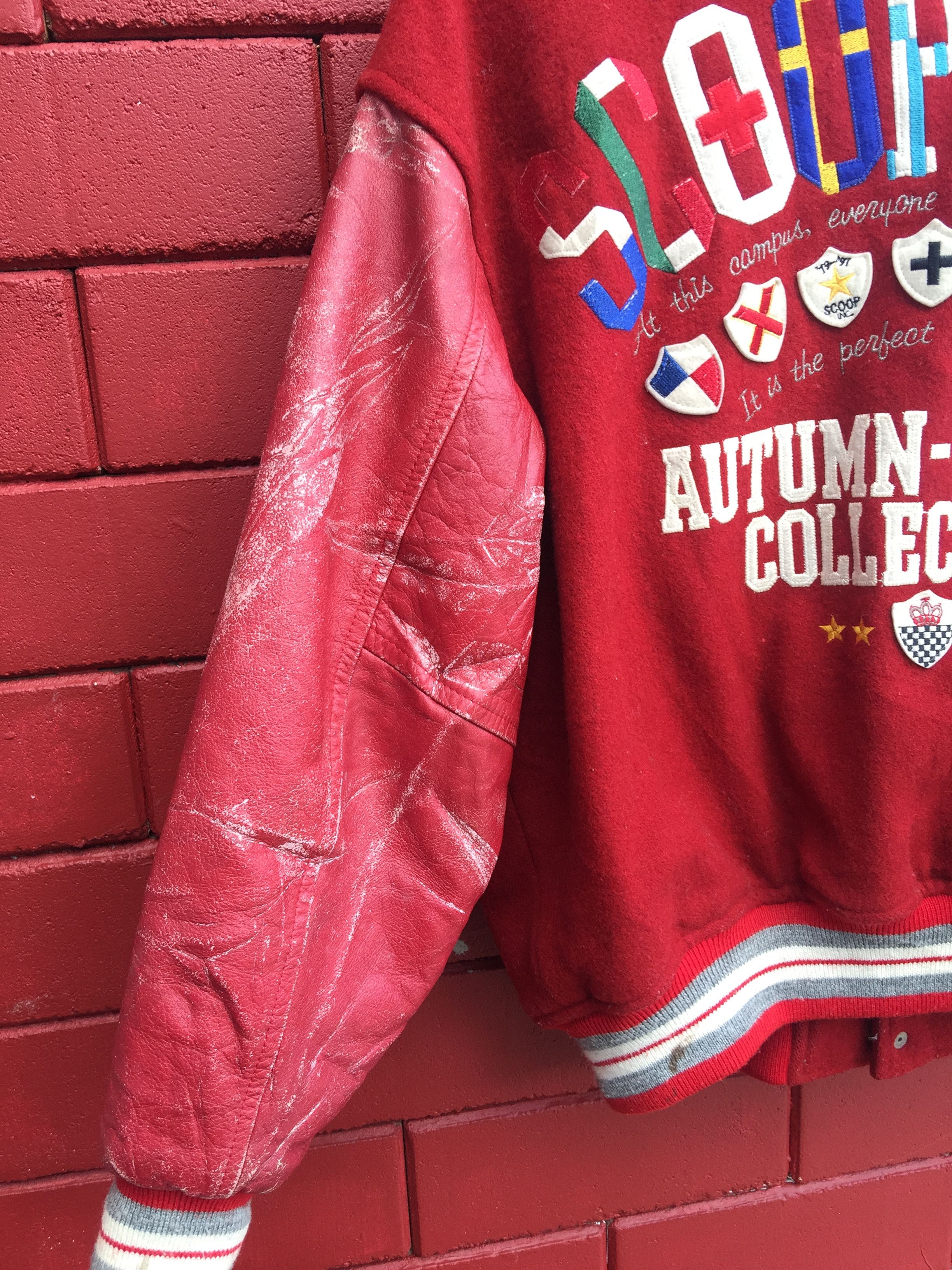 Japanese Brand × Vintage Vintage Scoop Varsity Jacket Maroon Travis Scott Style Size US L / EU 52-54 / 3 - 12 Thumbnail