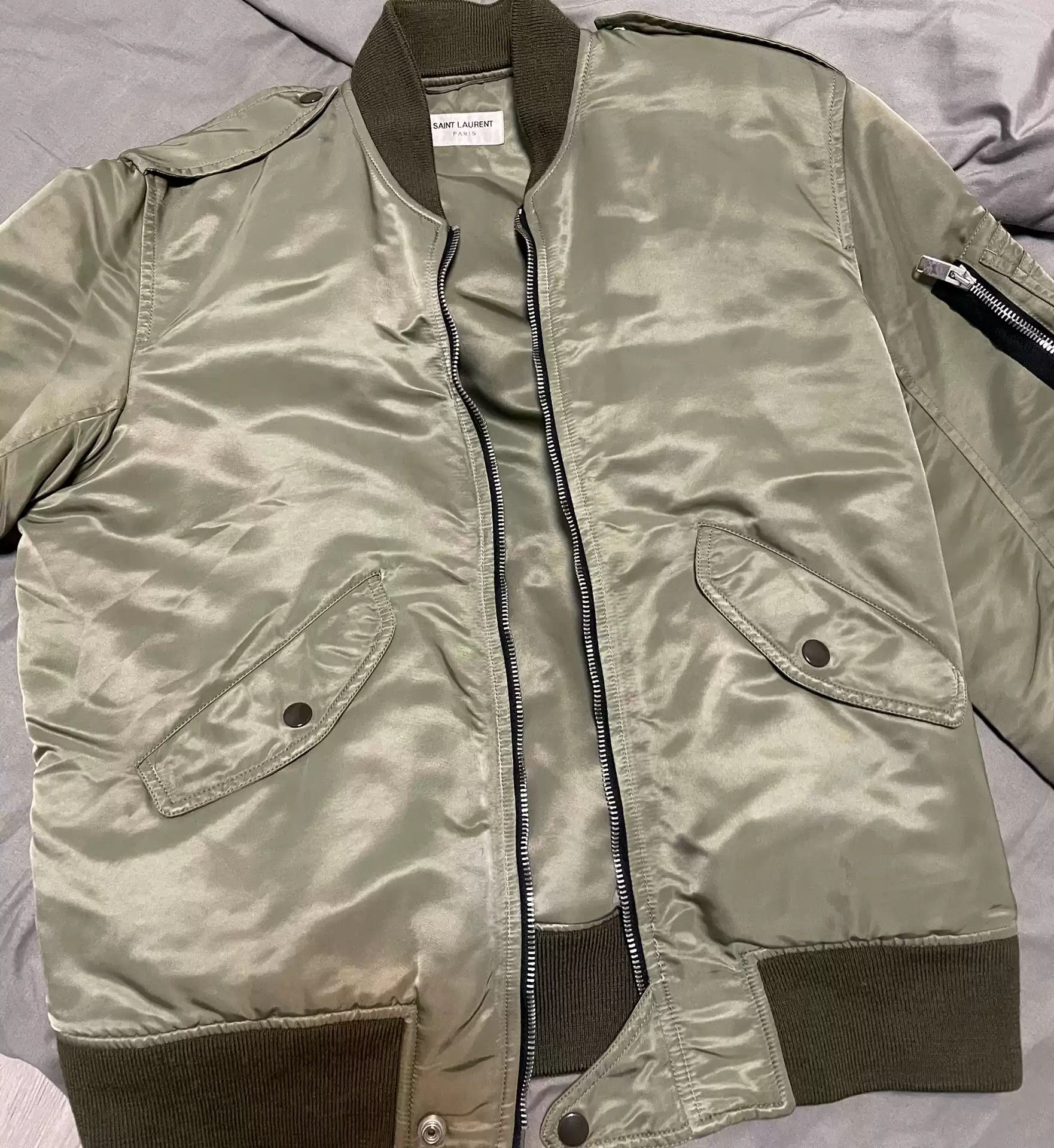 Saint Laurent Paris Saint Laurent Army Green Bomber Jacket Size M Size US M / EU 48-50 / 2 - 3 Thumbnail