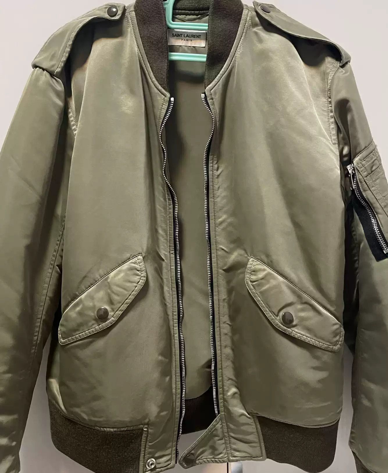 Saint Laurent Paris Saint Laurent Army Green Bomber Jacket Size M Size US M / EU 48-50 / 2 - 1 Thumbnail