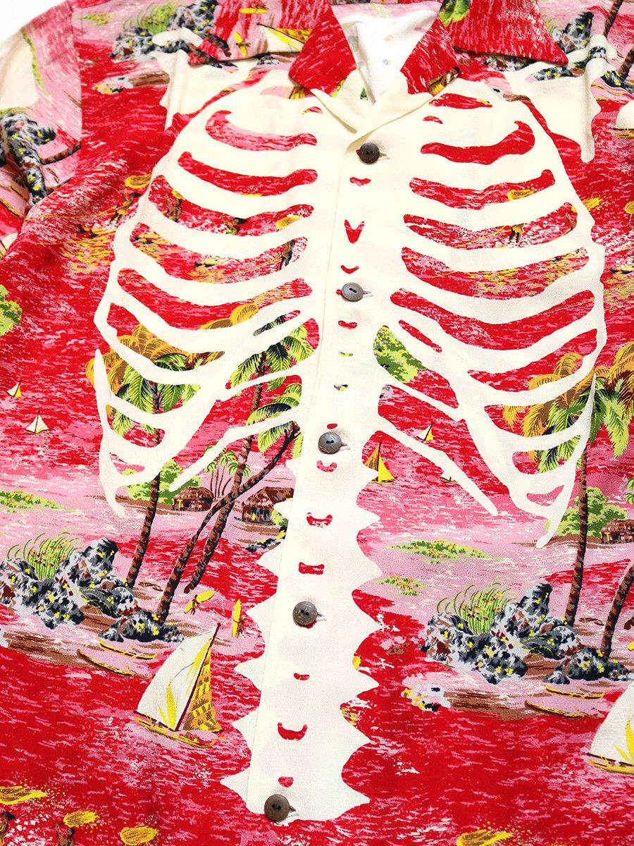 Kapital Kapital Rayon Kamehameha Skeleton Print Open Collar Shirt Size US M / EU 48-50 / 2 - 4 Thumbnail