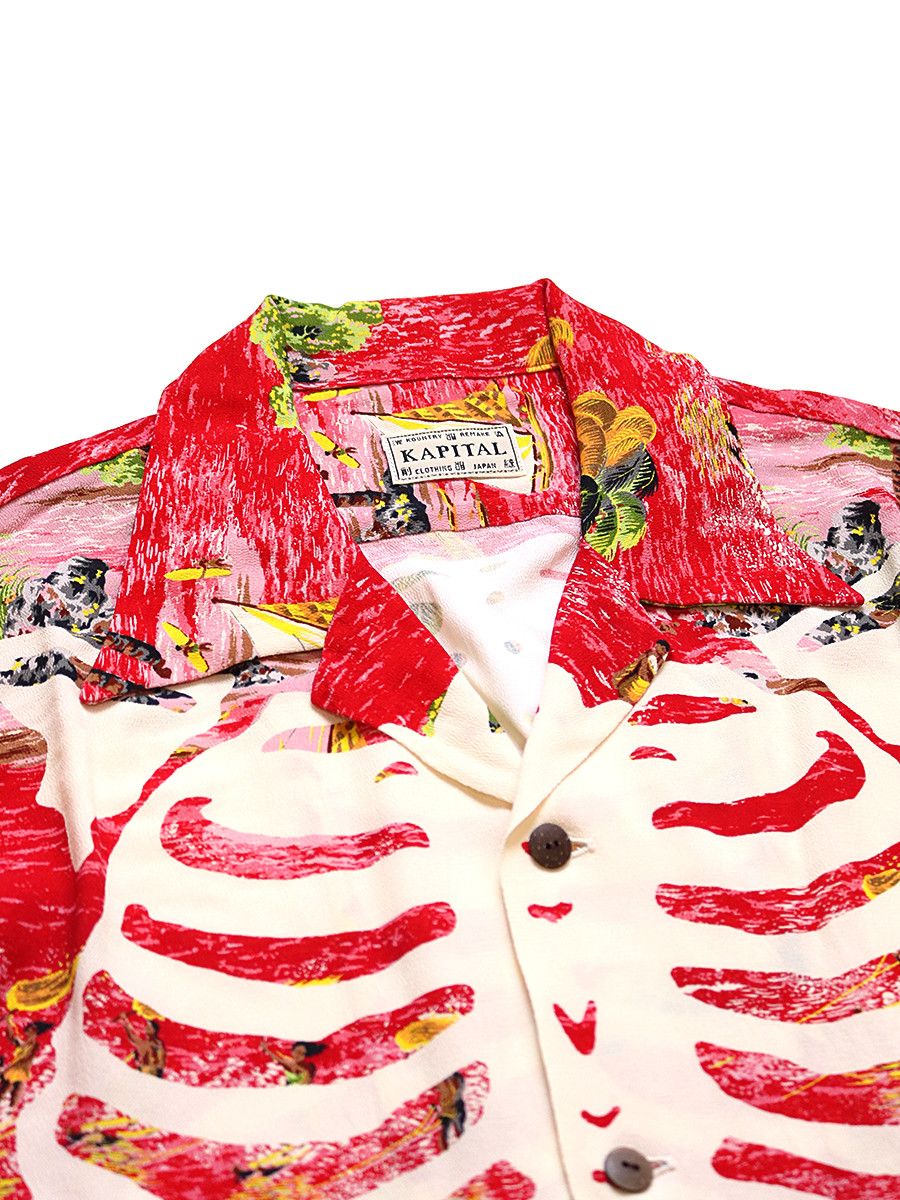 Kapital Kapital Rayon Kamehameha Skeleton Print Open Collar Shirt Size US M / EU 48-50 / 2 - 3 Thumbnail