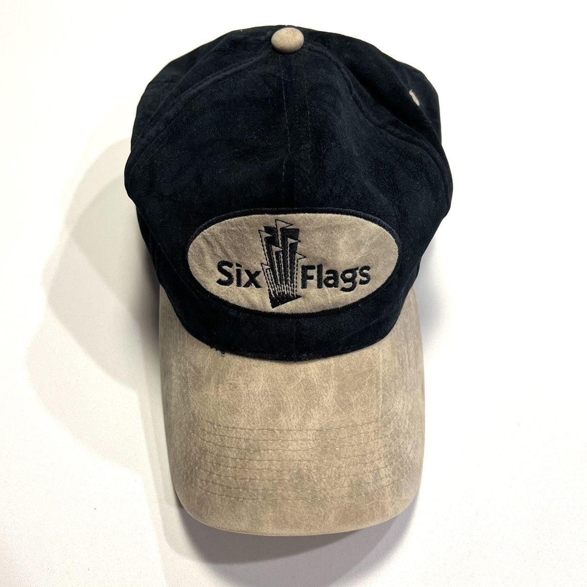 Vintage Six Flags Over Georgia Suede Patch Logo Adjustable Hat Size ONE SIZE - 1 Thumbnail