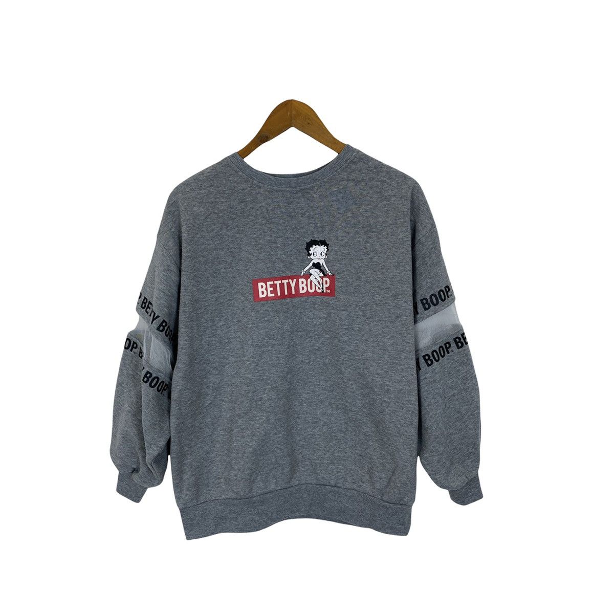 image of Betty Boop Strange Heaven Perforated Mesh Sleeve Sweatshirt, Men's (Size Medium)