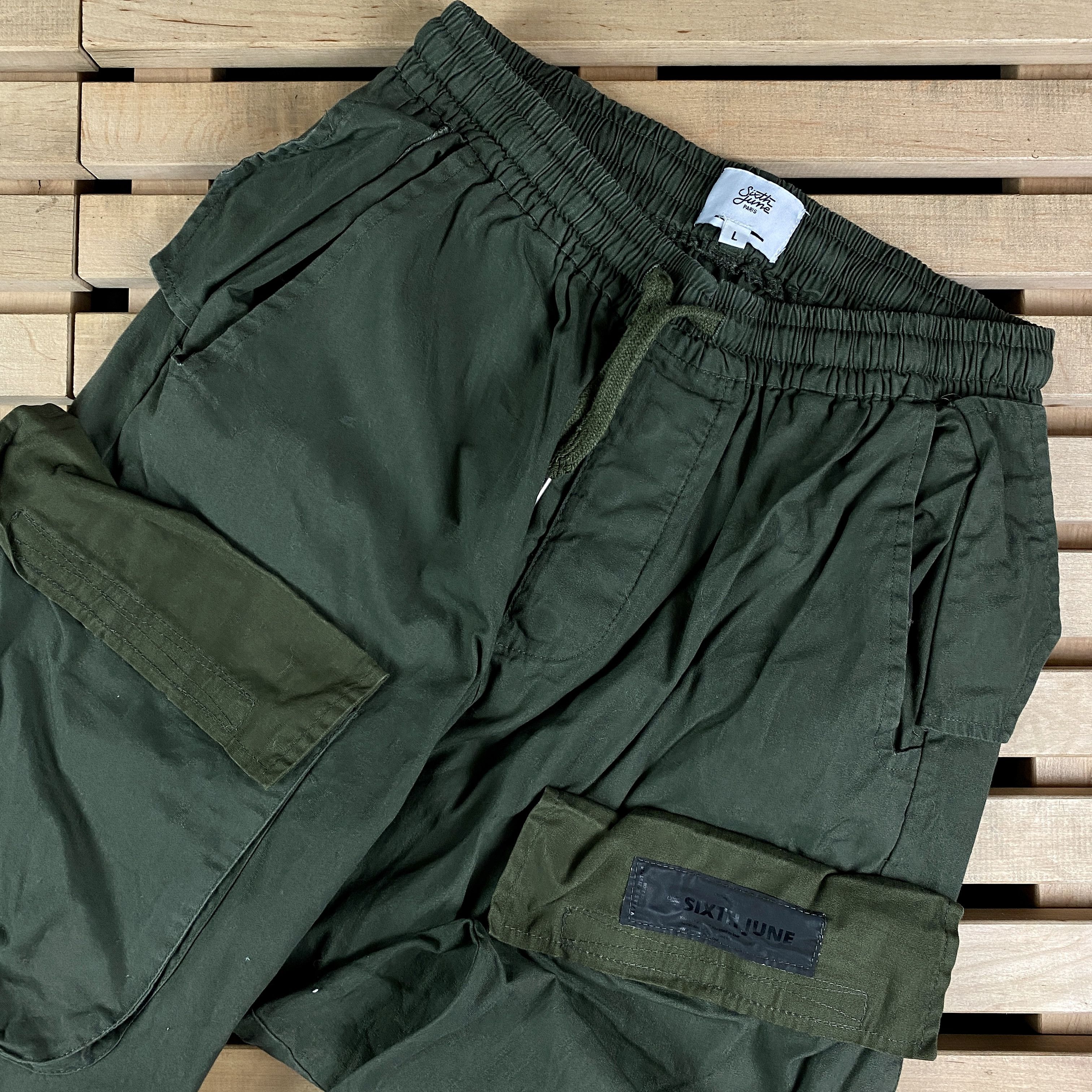 Japanese Brand Mens Cargo Pants Sixth June Paris Size L Green Mulipocked Size US 33 - 2 Thumbnail