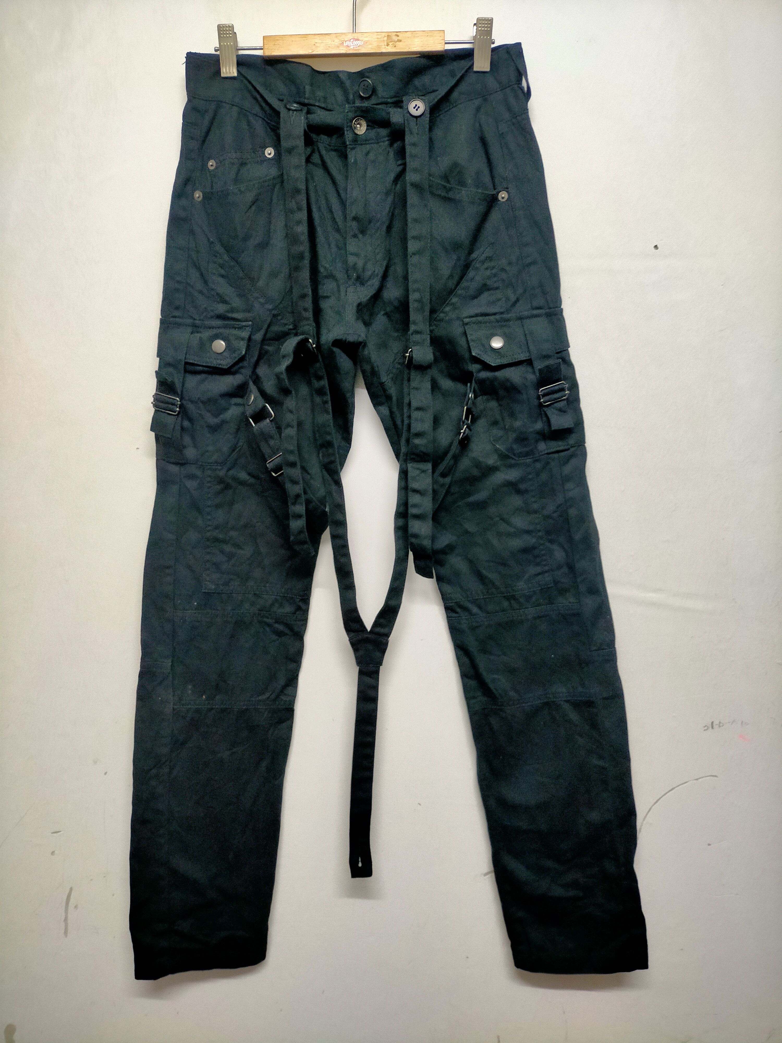 image of Seditionaries Semantic Design Suspender Bondage Cargo Pants in Black, Men's (Size 30)