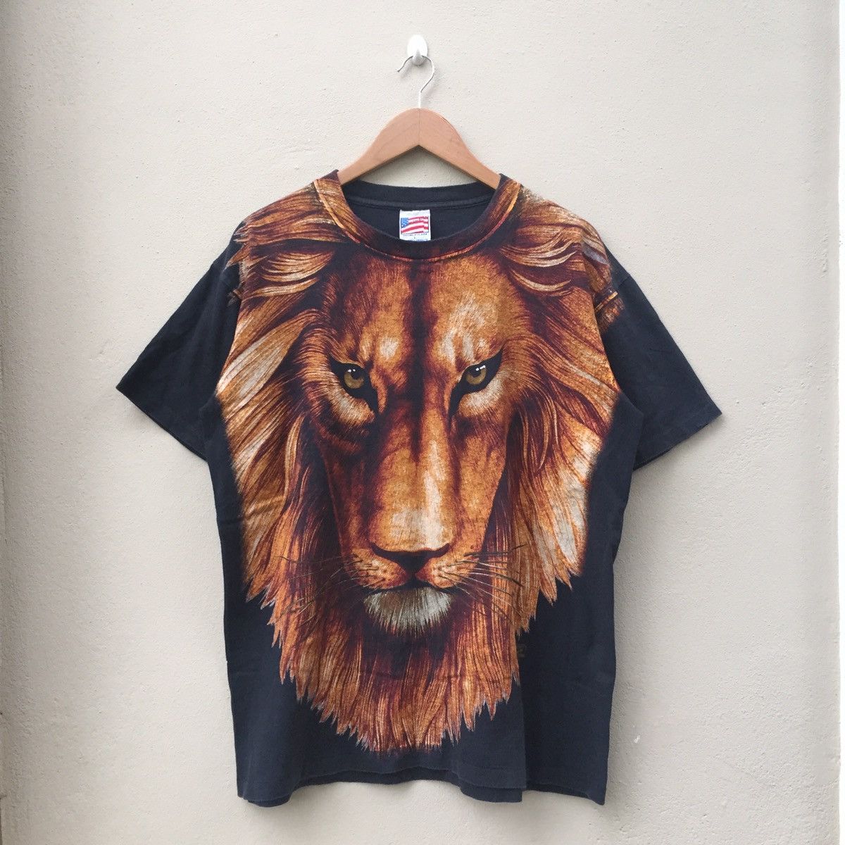 VERY RARE‼️Vintage 90s LION FULLPRINT T-shirt
