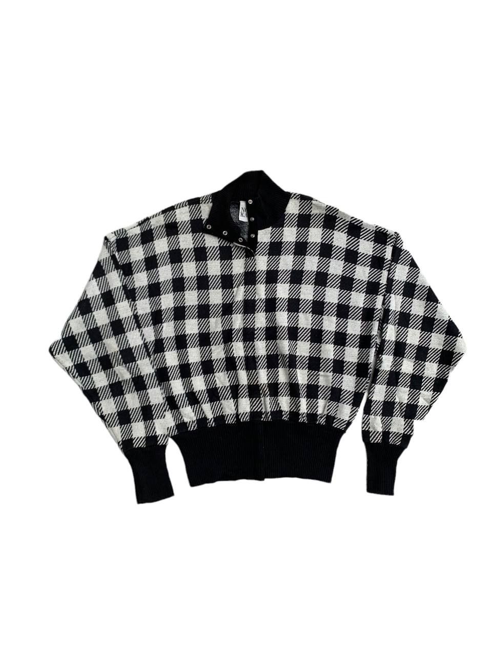 Norma Kamali Vintage Norma Kamali Gingham Snap Button Sweater Size M / US 6-8 / IT 42-44 - 1 Thumbnail