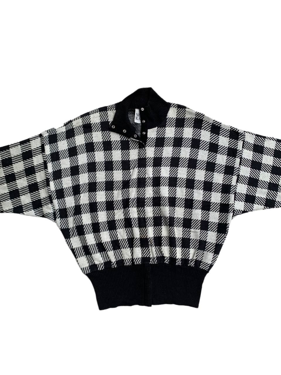 Norma Kamali Vintage Norma Kamali Gingham Snap Button Sweater Size M / US 6-8 / IT 42-44 - 2 Thumbnail