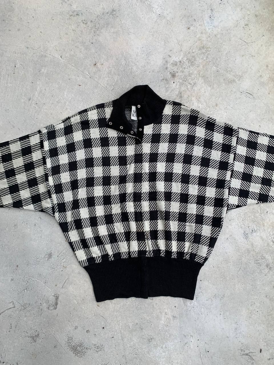 Norma Kamali Vintage Norma Kamali Gingham Snap Button Sweater Size M / US 6-8 / IT 42-44 - 3 Thumbnail