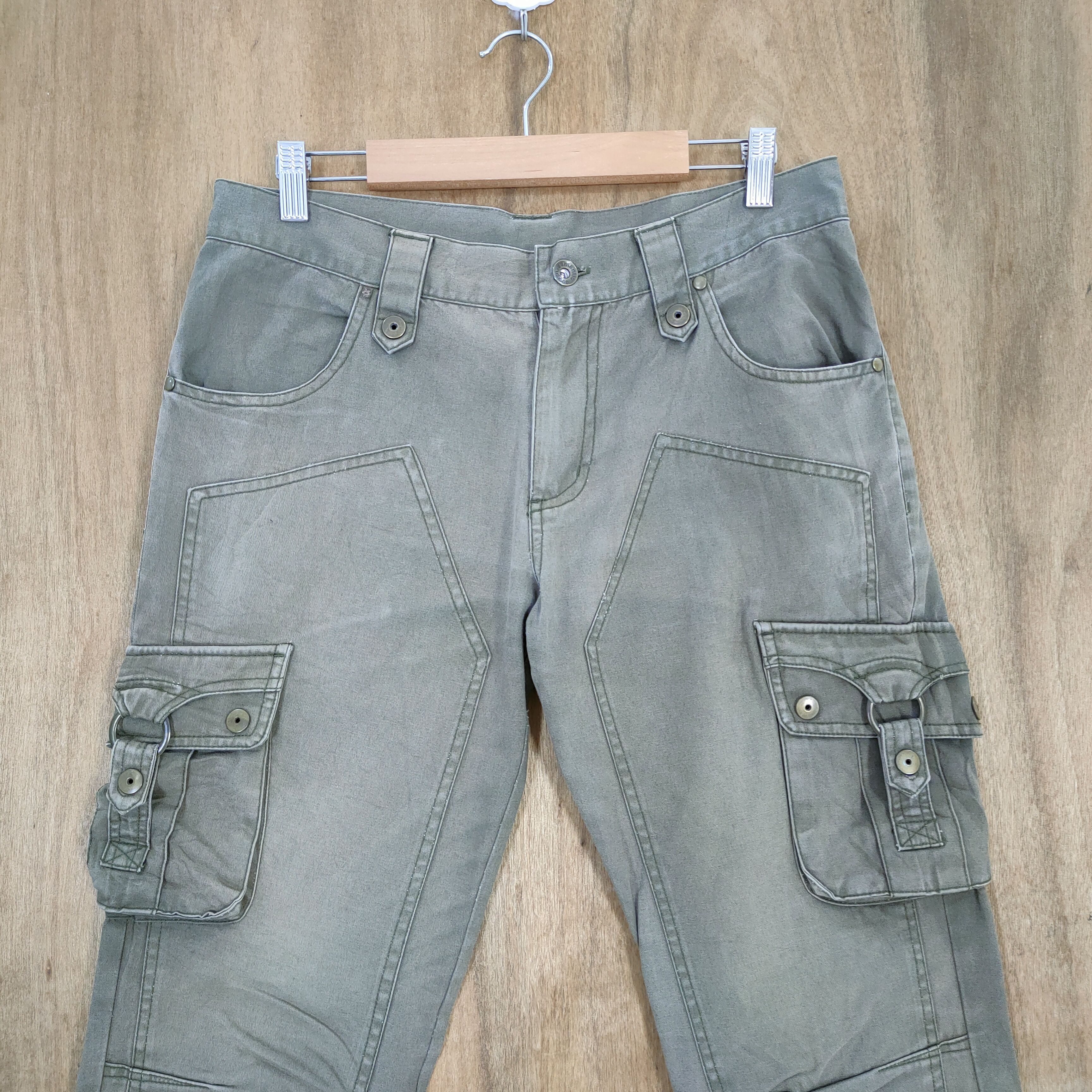 Japanese Brand VINTAGE SEMANTIC DESIGN FADED DOUBLE KNEE CARGO PANTS Size US 30 / EU 46 - 2 Thumbnail