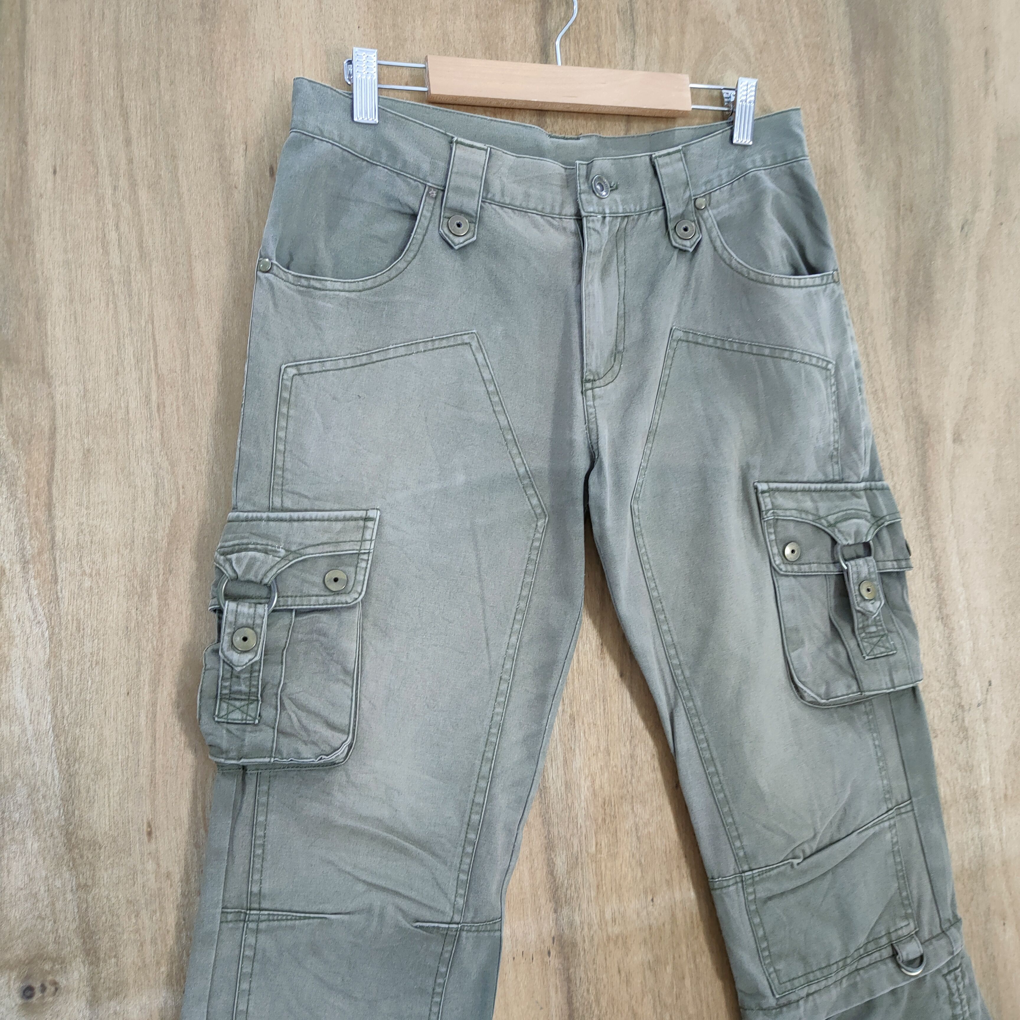 Japanese Brand VINTAGE SEMANTIC DESIGN FADED DOUBLE KNEE CARGO PANTS Size US 30 / EU 46 - 6 Thumbnail
