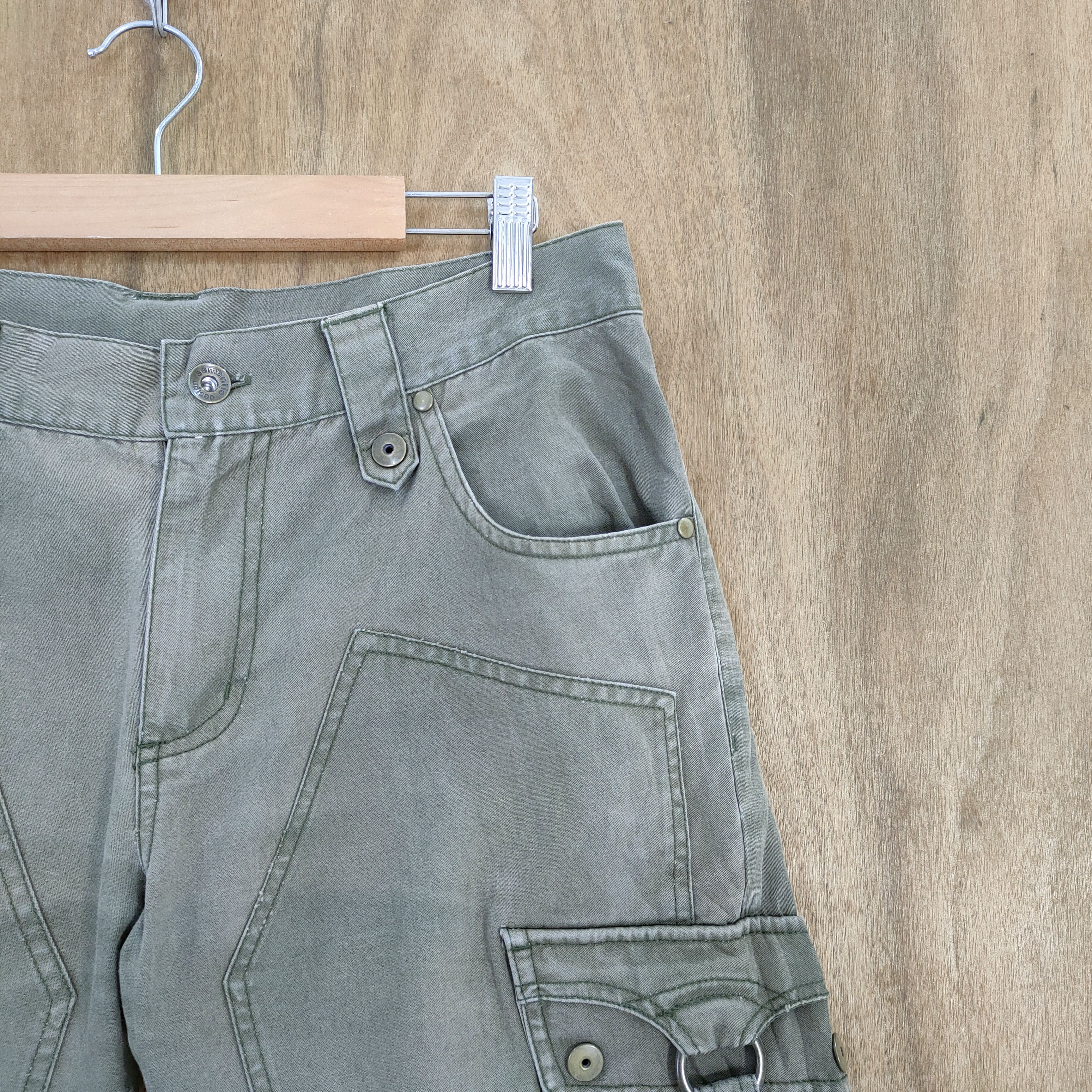 Japanese Brand VINTAGE SEMANTIC DESIGN FADED DOUBLE KNEE CARGO PANTS Size US 30 / EU 46 - 4 Thumbnail