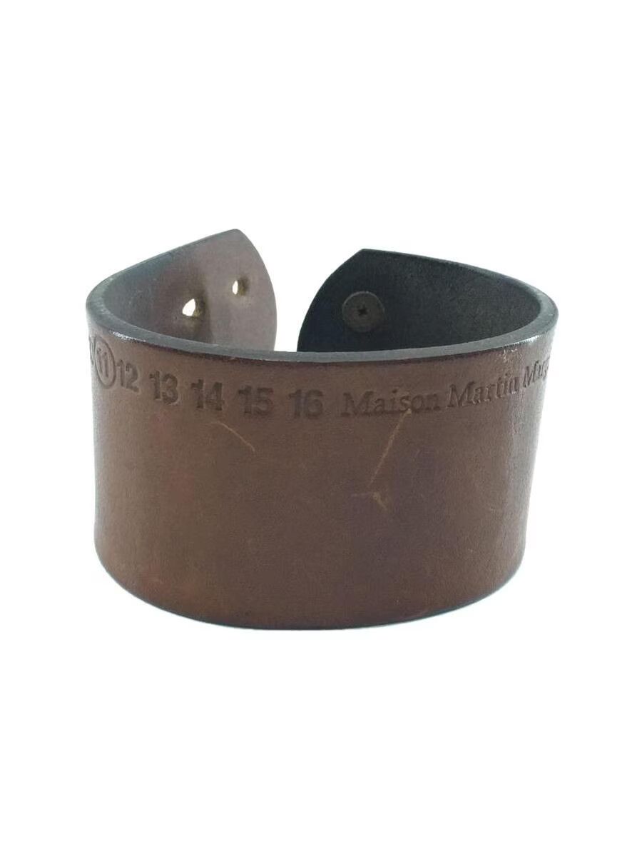 Pre-owned Maison Margiela Logo Leather Bracelet In Brown