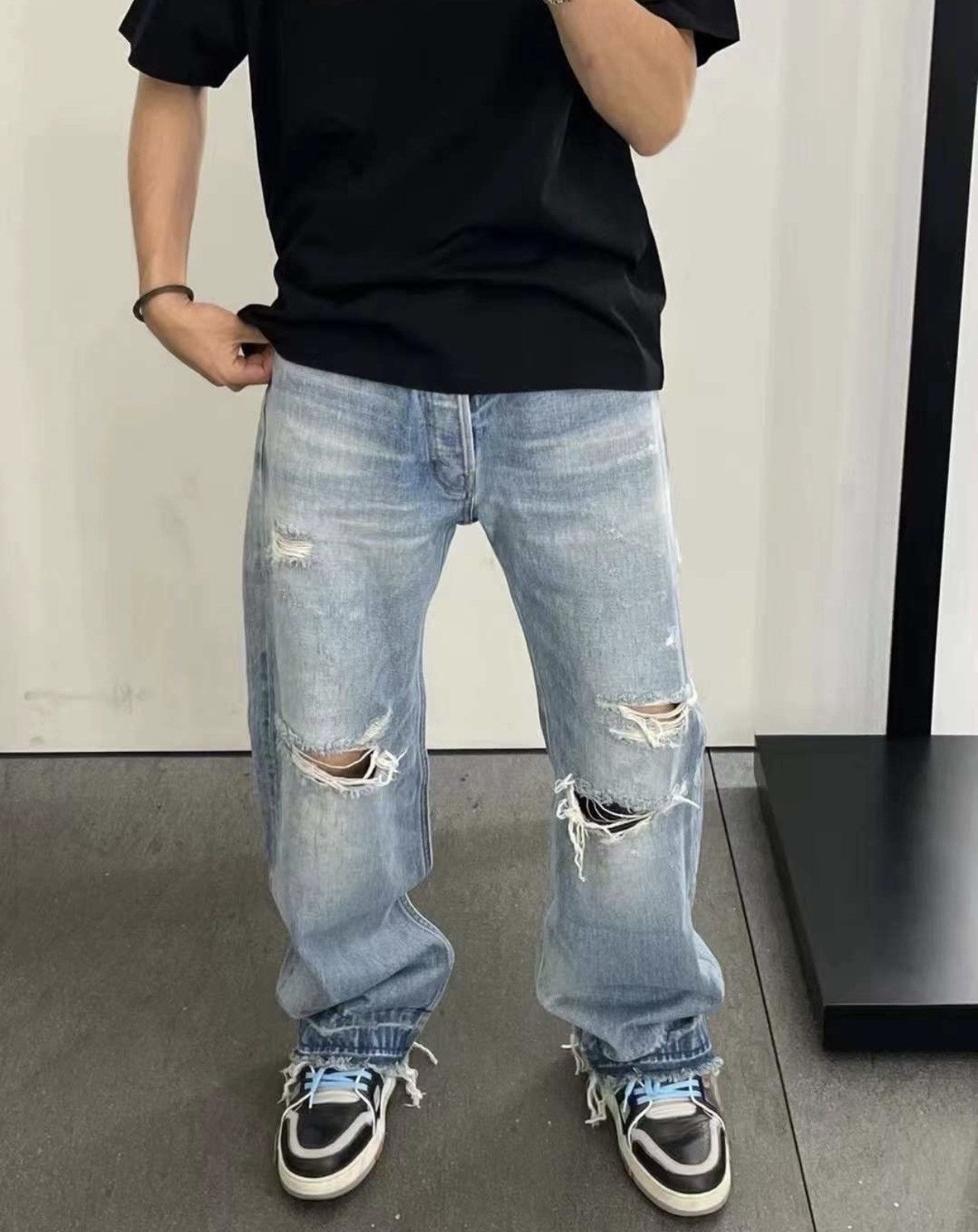 Celine Brand New Celine Wesley Jeans Washed Destroyed Mens Celine Brand New Celine Wesley Jeans Washed Destroyed Mens