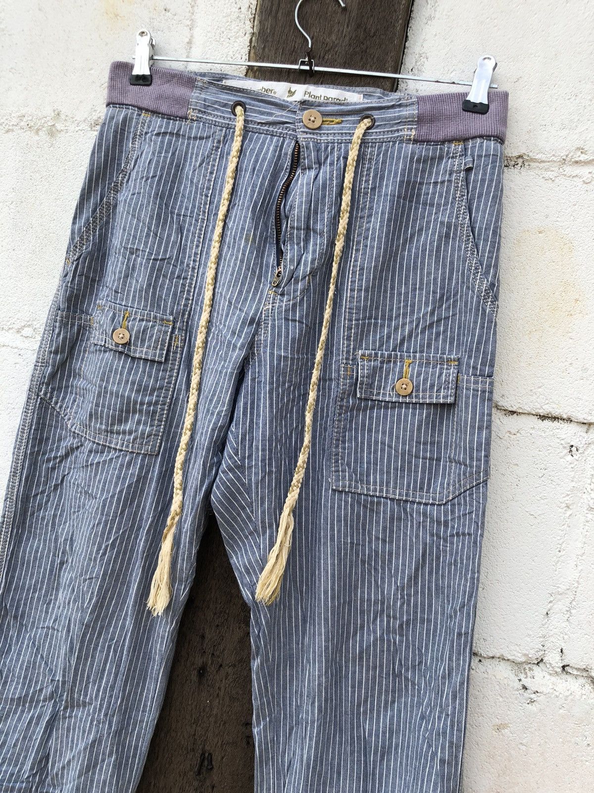 Japanese Brand Back Number Plant Paradise Pant Hickory Stripe Drawstring Size US 31 - 3 Thumbnail