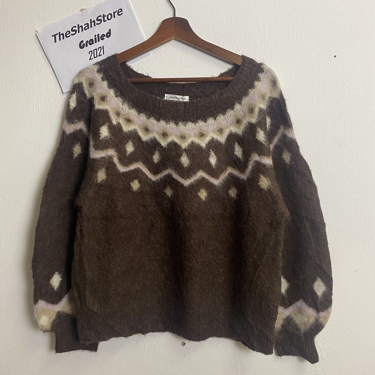 Homespun Knitwear × Other Vintage Natural Couture Mohair Knitwear Jumper Size US M / EU 48-50 / 2 - 1 Thumbnail