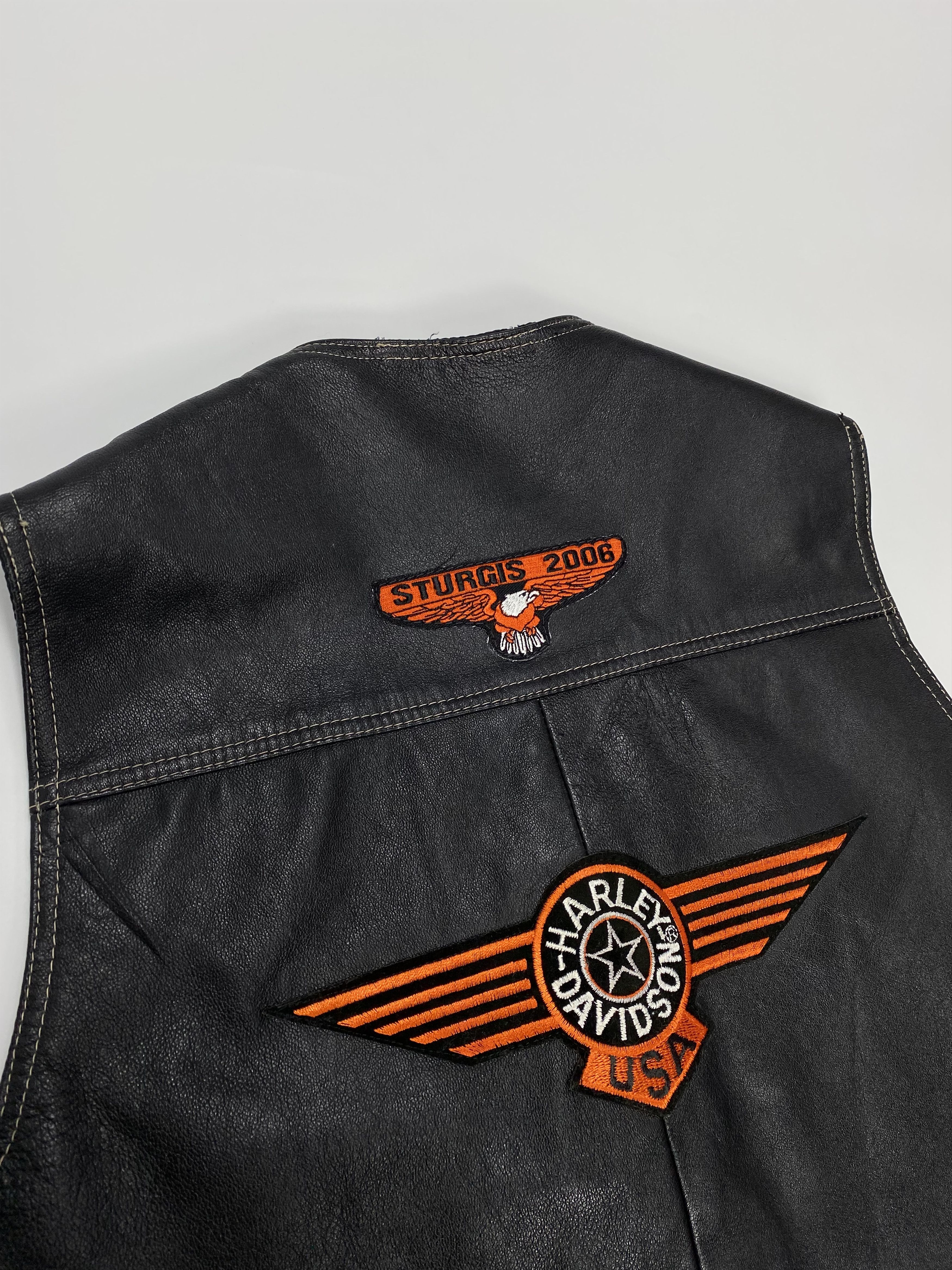 Genuine Leather × Harley Davidson × Vintage Harley Davidson USA Y2K Leather Biker Vest Waistcoat Size US M / EU 48-50 / 2 - 3 Thumbnail