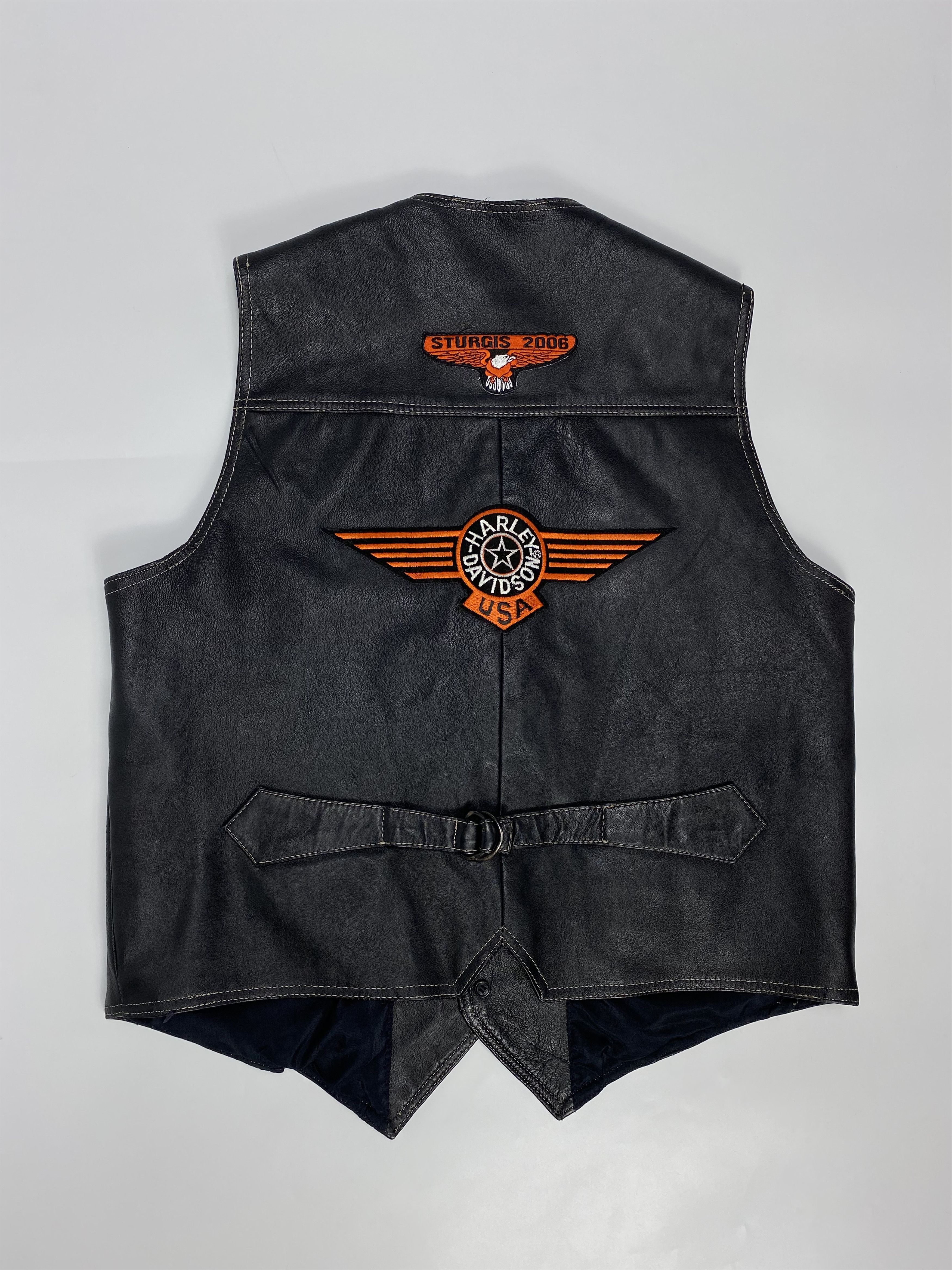 Genuine Leather × Harley Davidson × Vintage Harley Davidson USA Y2K Leather Biker Vest Waistcoat Size US M / EU 48-50 / 2 - 2 Thumbnail