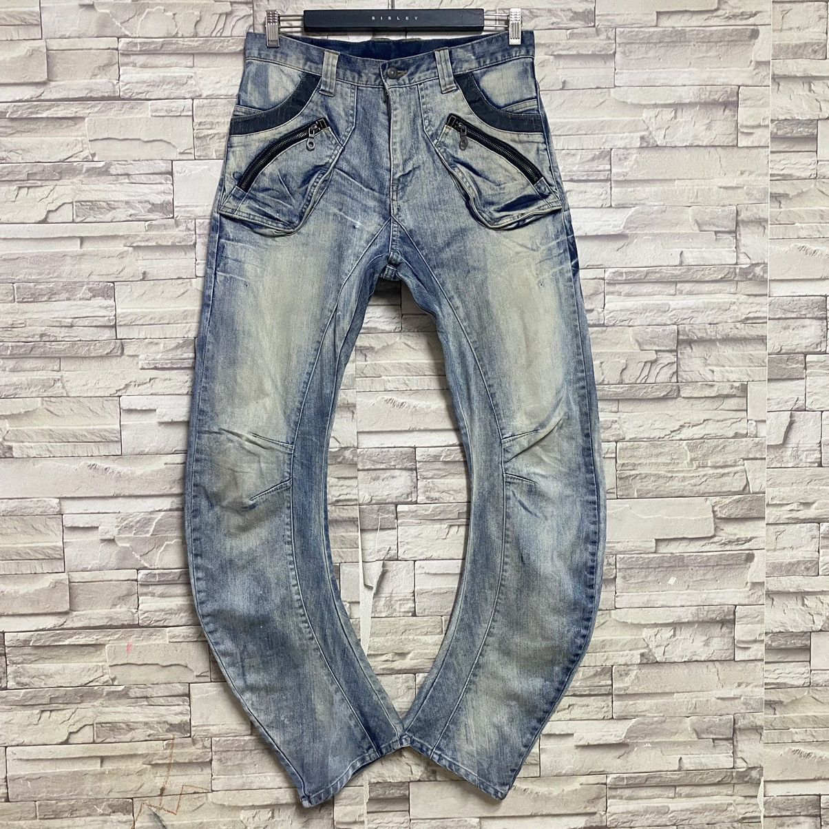 PPFM PPFM Curved Leg Acid Washed Denim Jeans Size US 31 - 3 Thumbnail