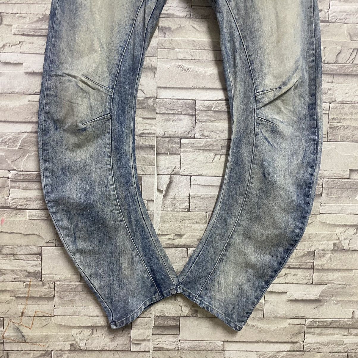 PPFM PPFM Curved Leg Acid Washed Denim Jeans Size US 31 - 10 Thumbnail