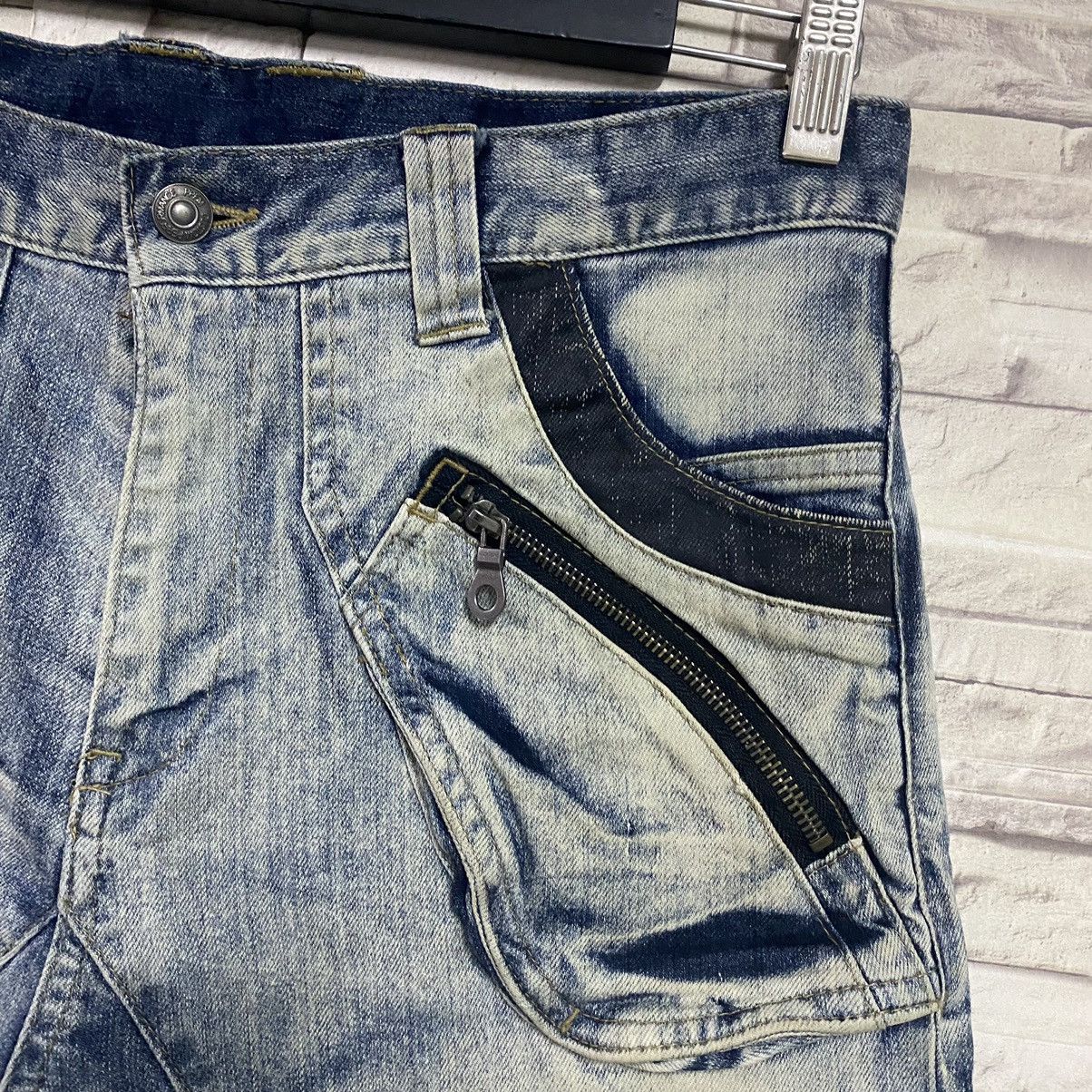 PPFM PPFM Curved Leg Acid Washed Denim Jeans Size US 31 - 6 Thumbnail