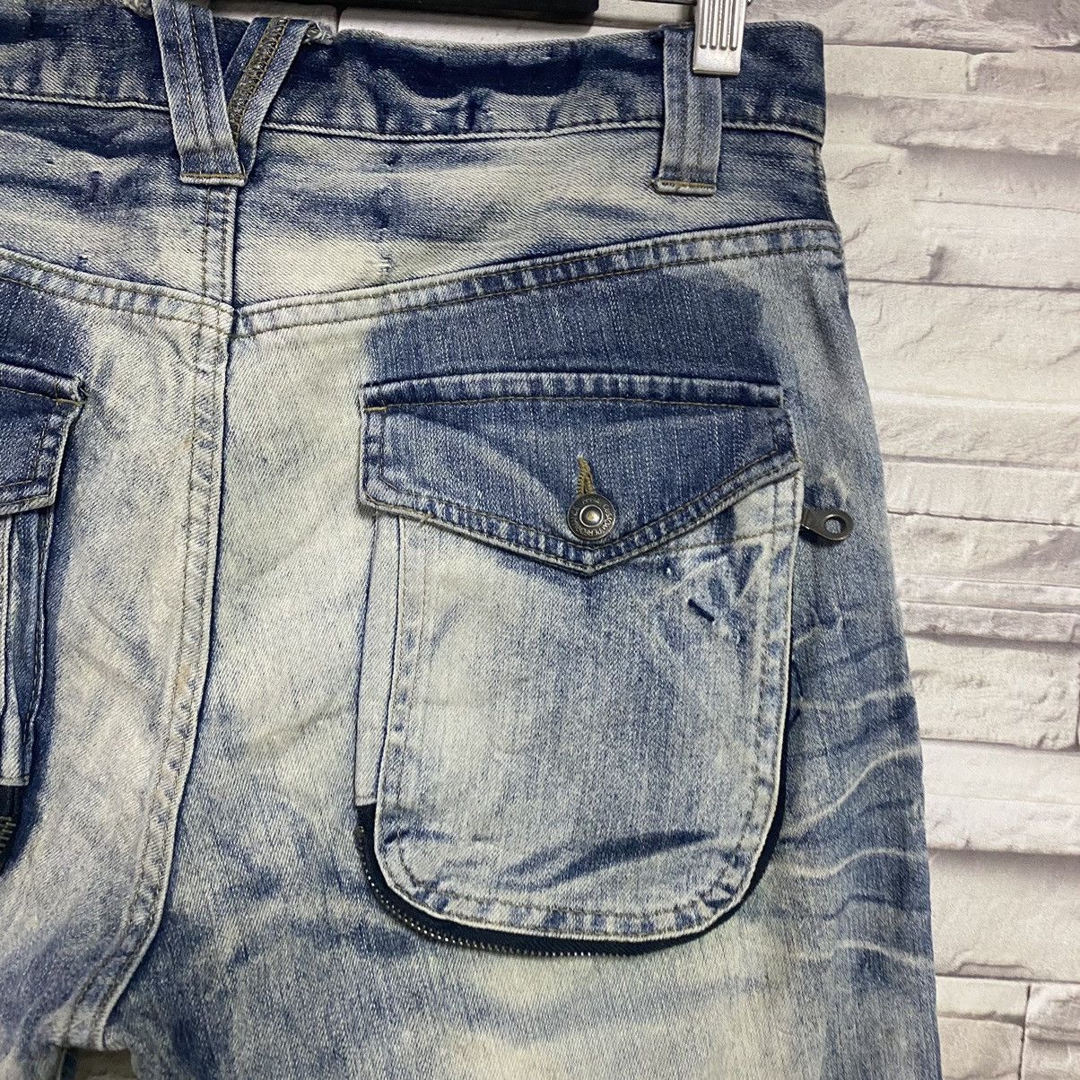 PPFM PPFM Curved Leg Acid Washed Denim Jeans Size US 31 - 13 Thumbnail