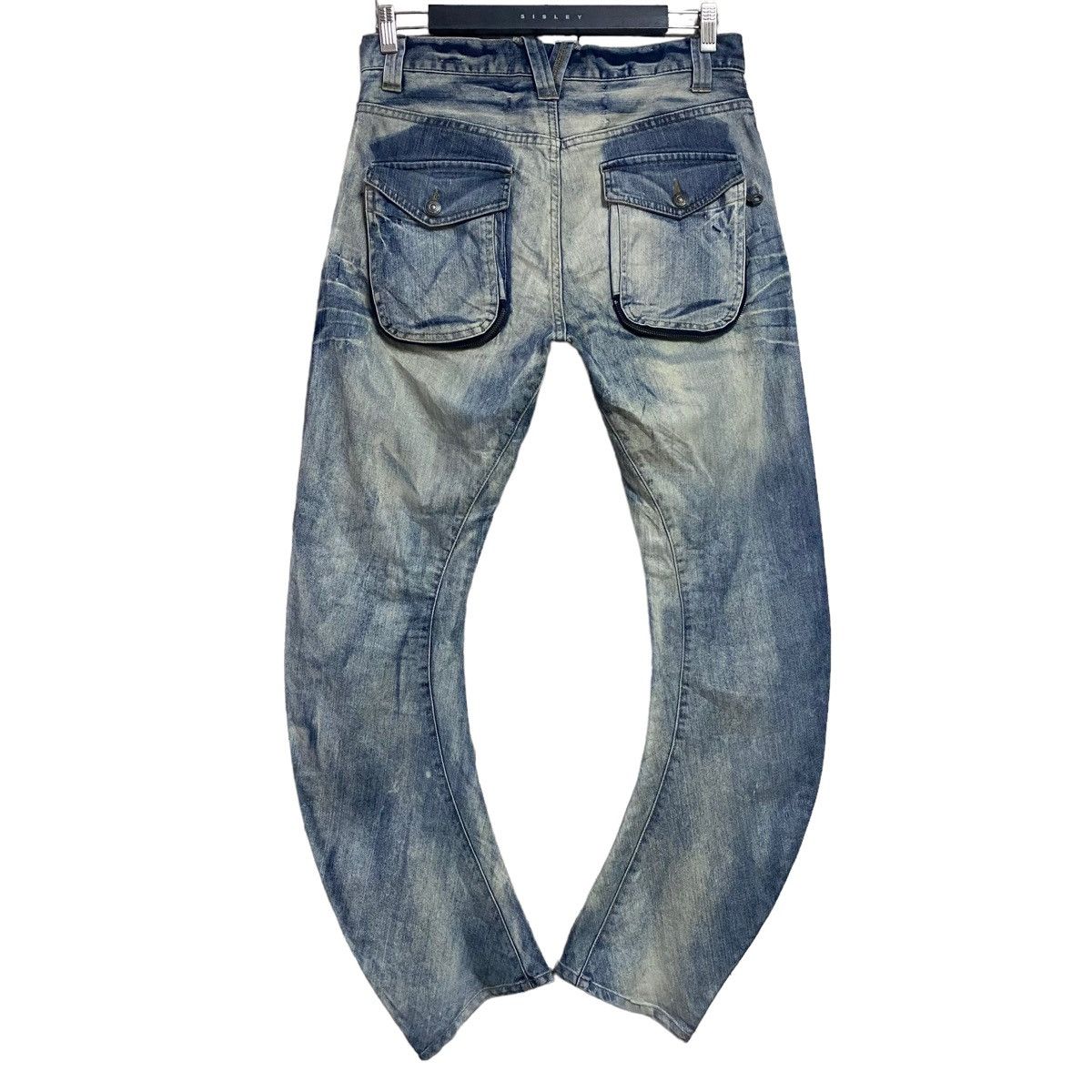 PPFM PPFM Curved Leg Acid Washed Denim Jeans Size US 31 - 2 Thumbnail