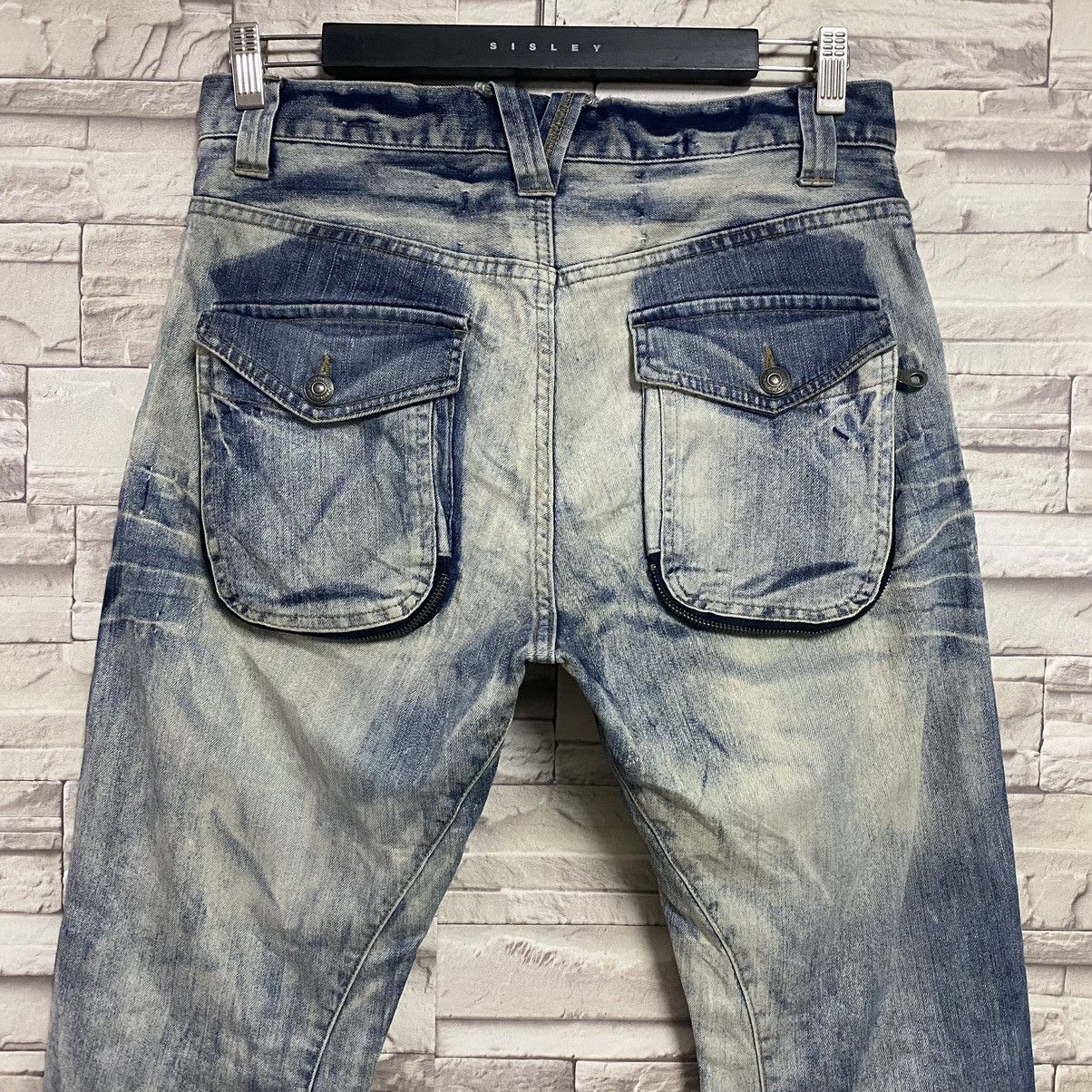 PPFM PPFM Curved Leg Acid Washed Denim Jeans Size US 31 - 12 Thumbnail