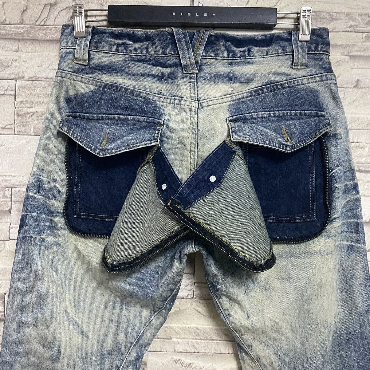 PPFM PPFM Curved Leg Acid Washed Denim Jeans Size US 31 - 15 Thumbnail