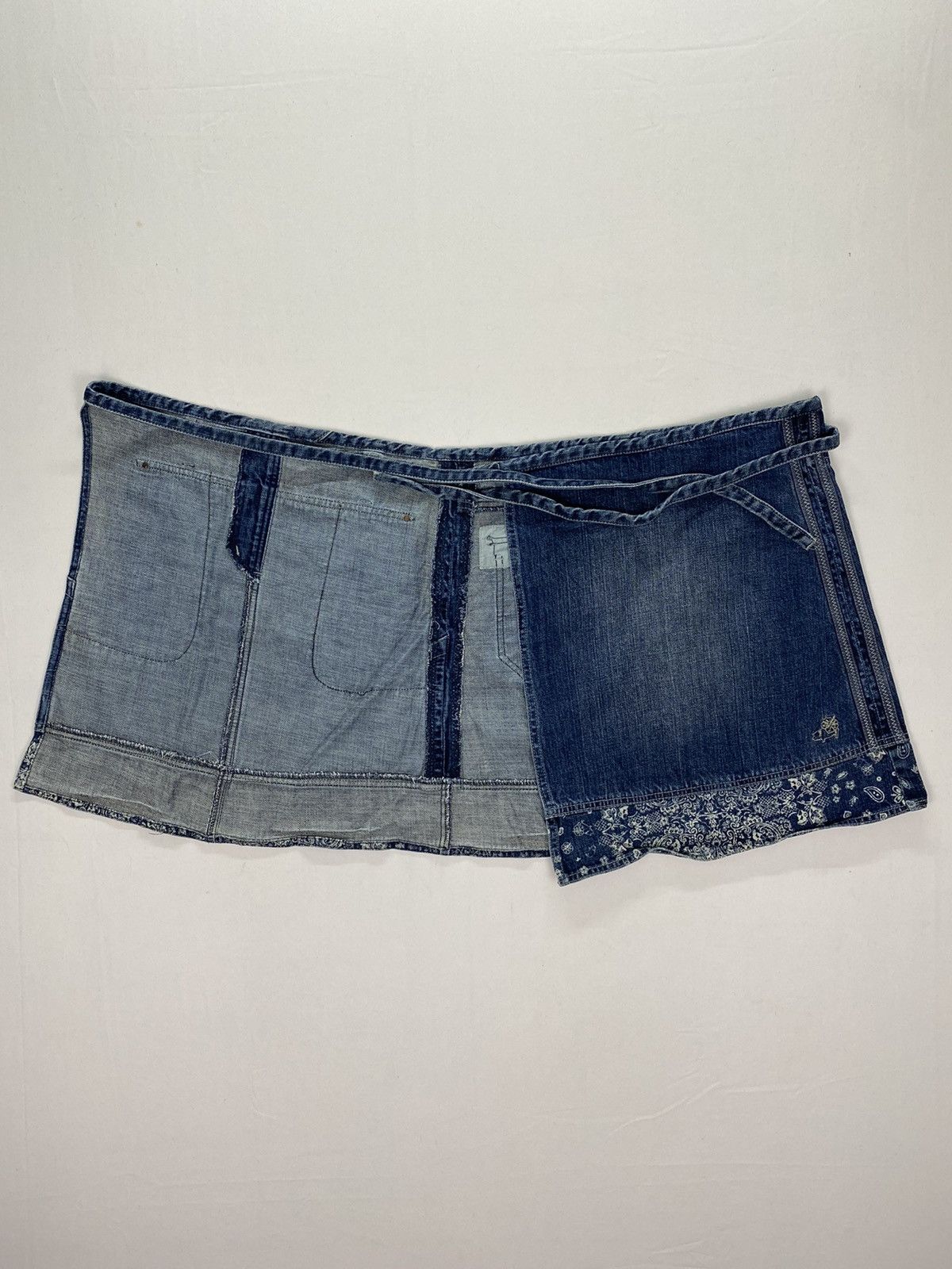 Japanese Brand Drug Store’s Rare Paisley Denim Wrap Skirt Size 32" / US 10 / IT 46 - 5 Thumbnail