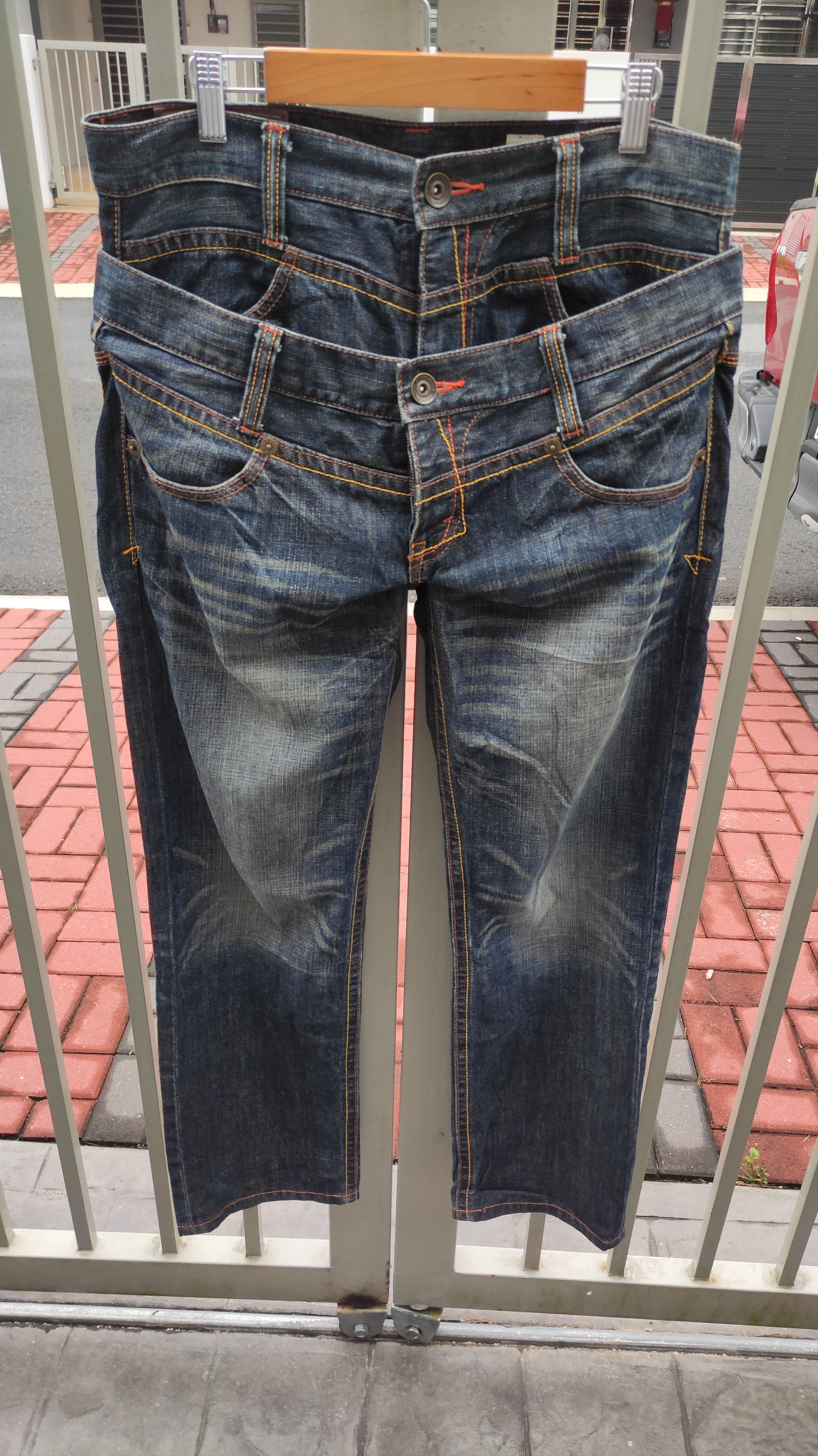 If Six Was Nine × Japanese Brand RUSH HOURS Double Waist Straight Cut Denim Jeans Size US 31 - 18 Thumbnail