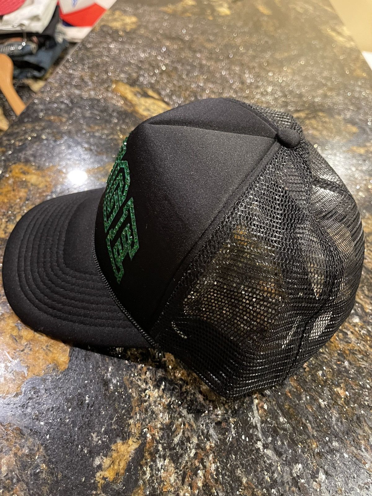 A$AP Rocky Awge x A$AP Rocky F&F Green Rhinestone Black Trucker Hat Size ONE SIZE - 5 Thumbnail