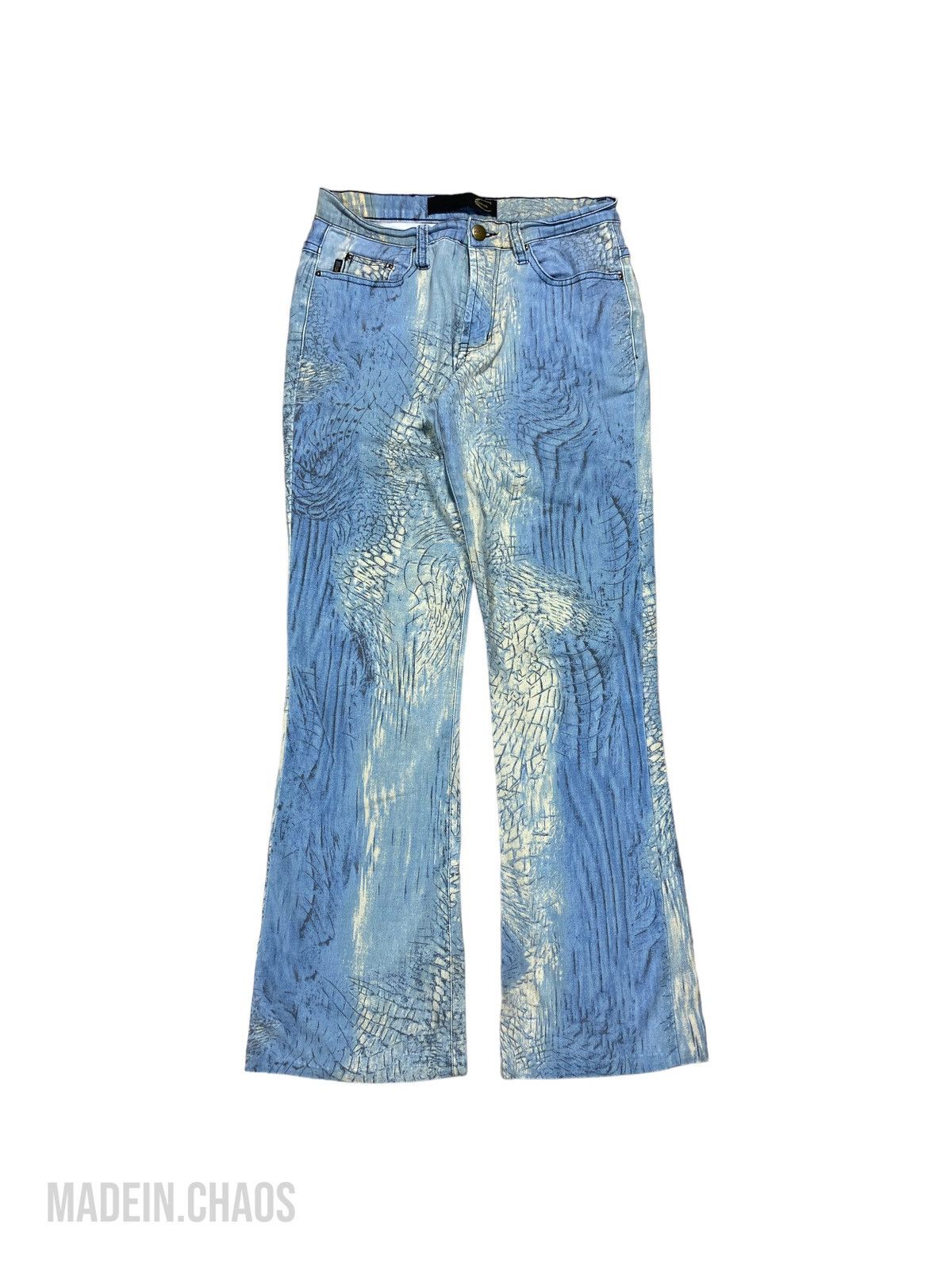 Image of Just Cavalli - Early 00’S Blue Snakeskin/scales Pants, Men's (Size 31)