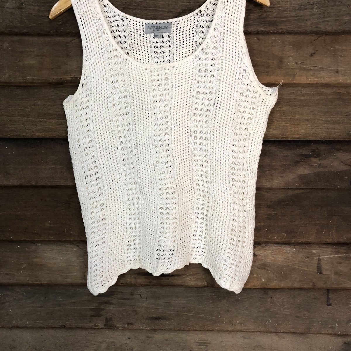 Vintage Just Jeans Mesh Net Crochet White Knitwear #7211 Size S / US 4 / IT 40 - 3 Thumbnail