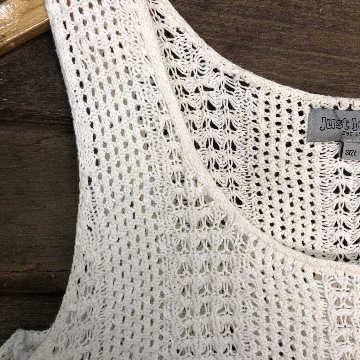 Vintage Just Jeans Mesh Net Crochet White Knitwear #7211 Size S / US 4 / IT 40 - 7 Thumbnail