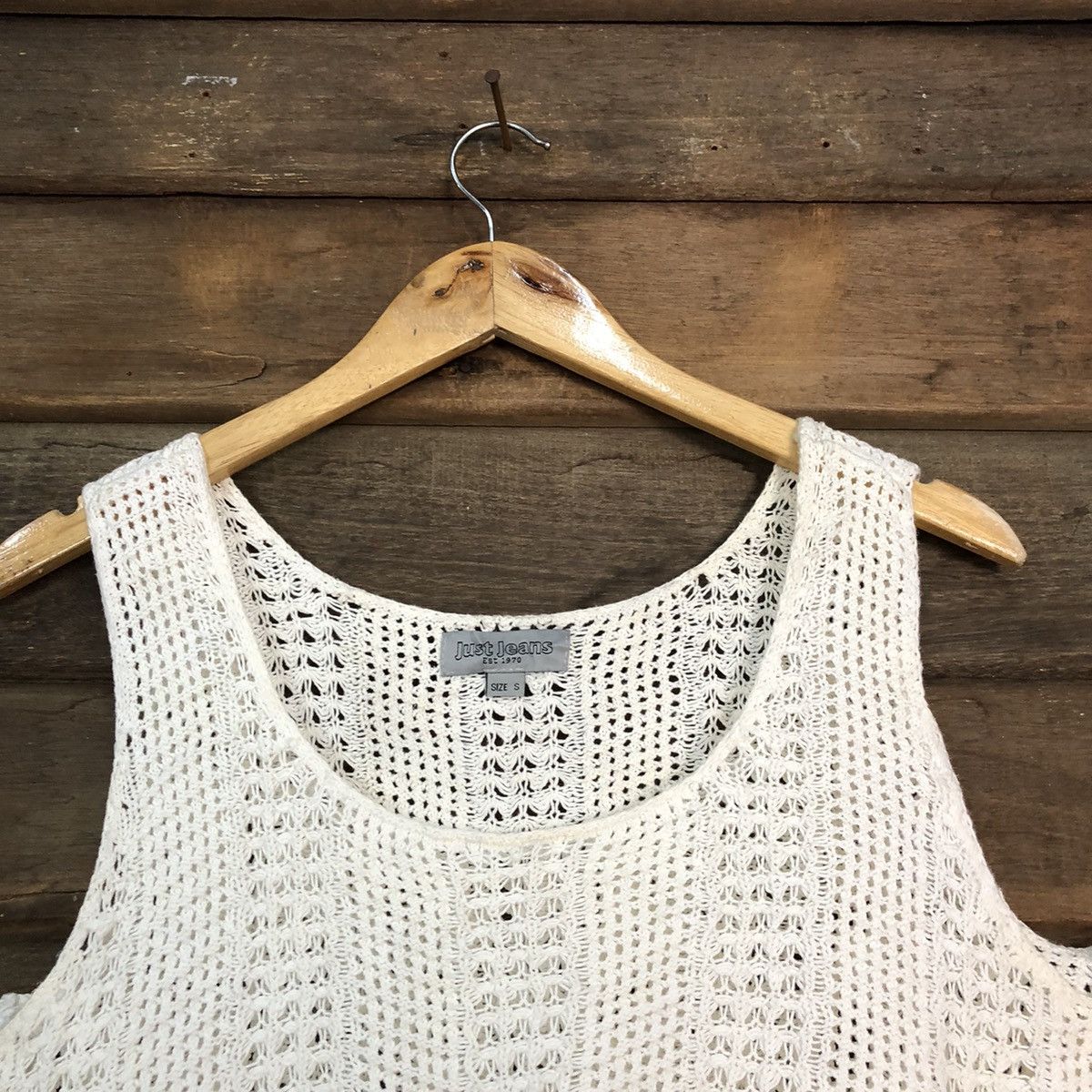 Vintage Just Jeans Mesh Net Crochet White Knitwear #7211 Size S / US 4 / IT 40 - 4 Thumbnail