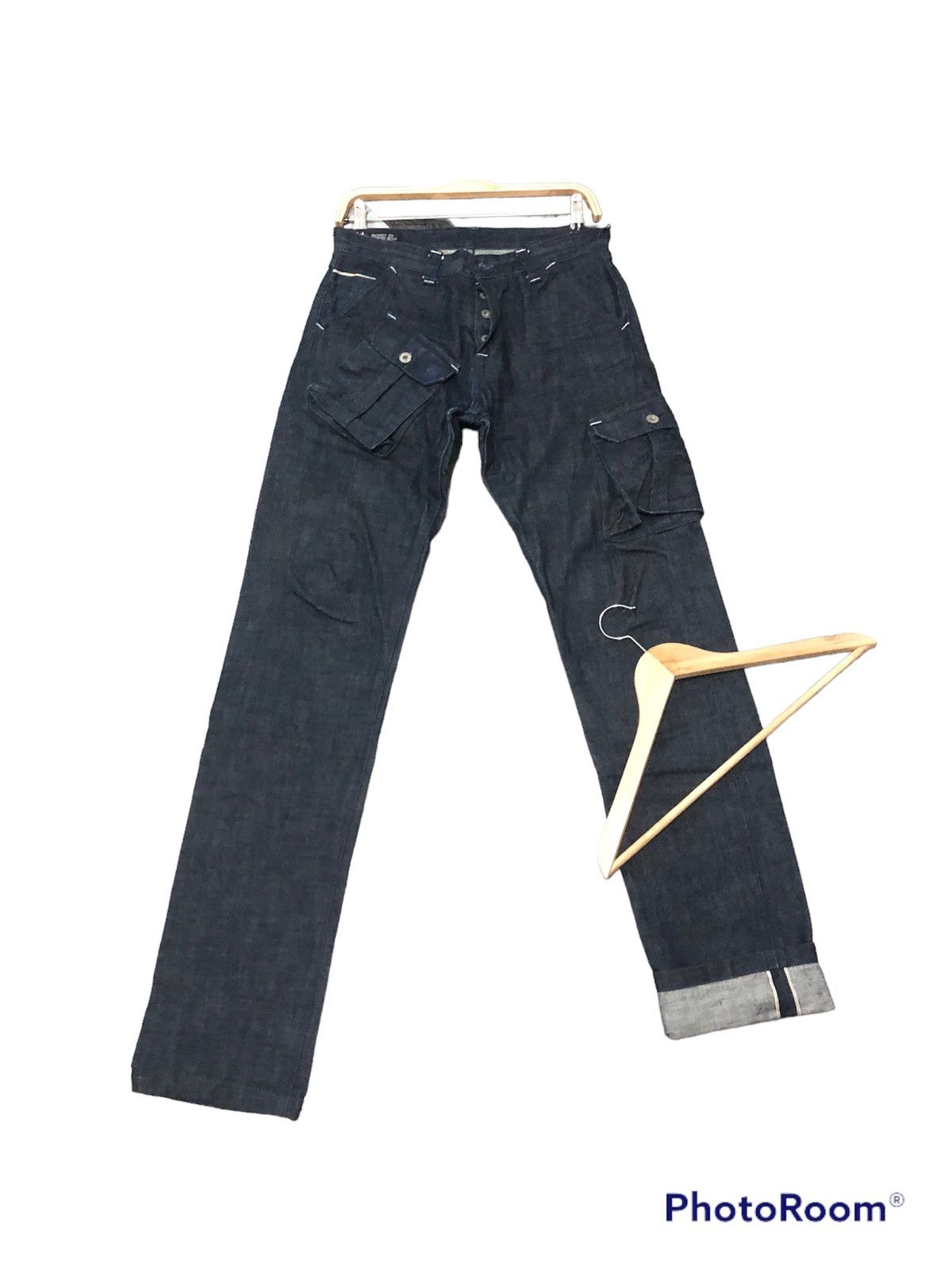 Salvage CUSTOM MADE BY RAW DENIM HOUSE MULTI POCKET CARGO DENIM JEAN Size US 30 / EU 46 - 1 Thumbnail