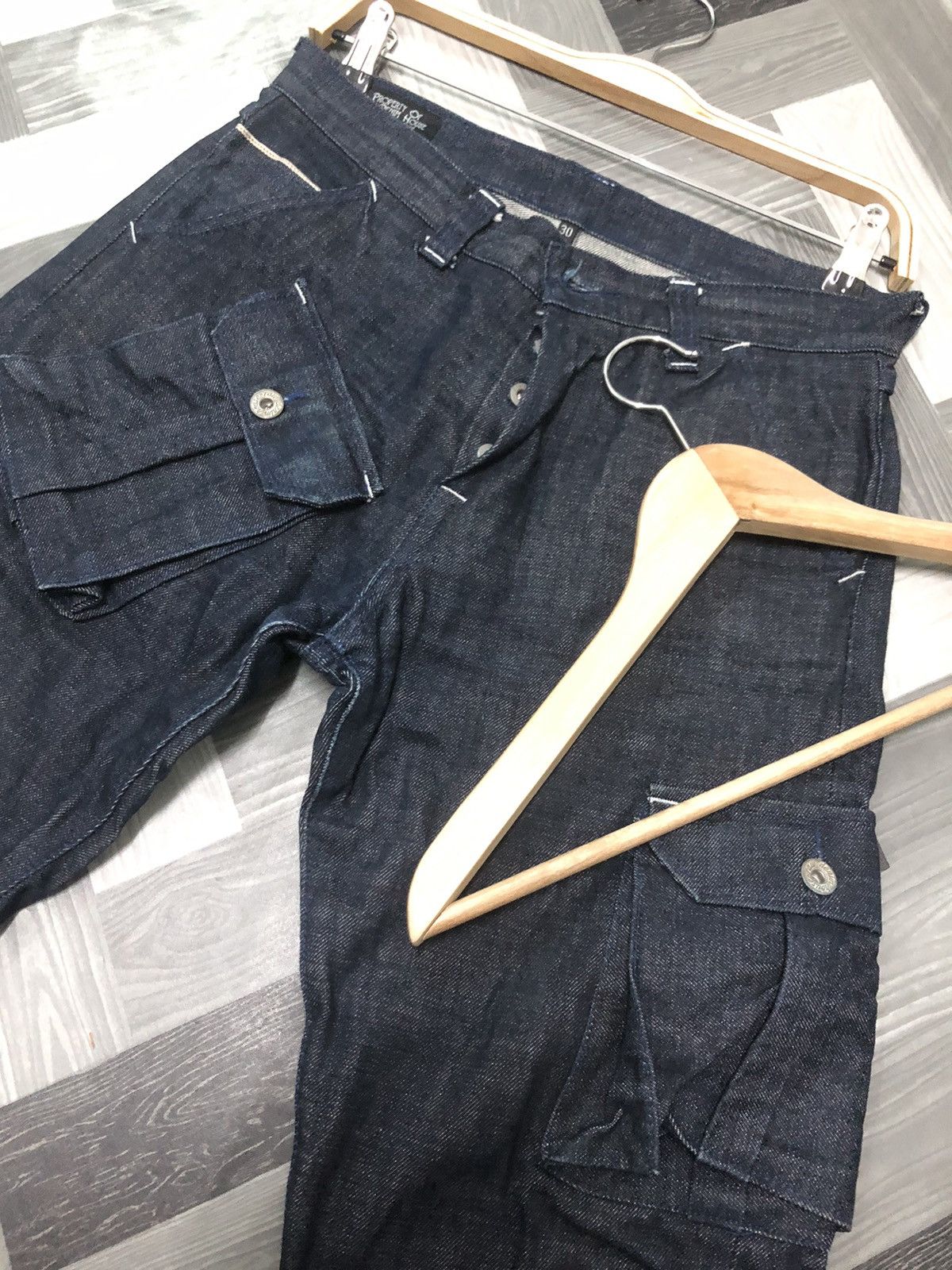 Salvage CUSTOM MADE BY RAW DENIM HOUSE MULTI POCKET CARGO DENIM JEAN Size US 30 / EU 46 - 4 Thumbnail