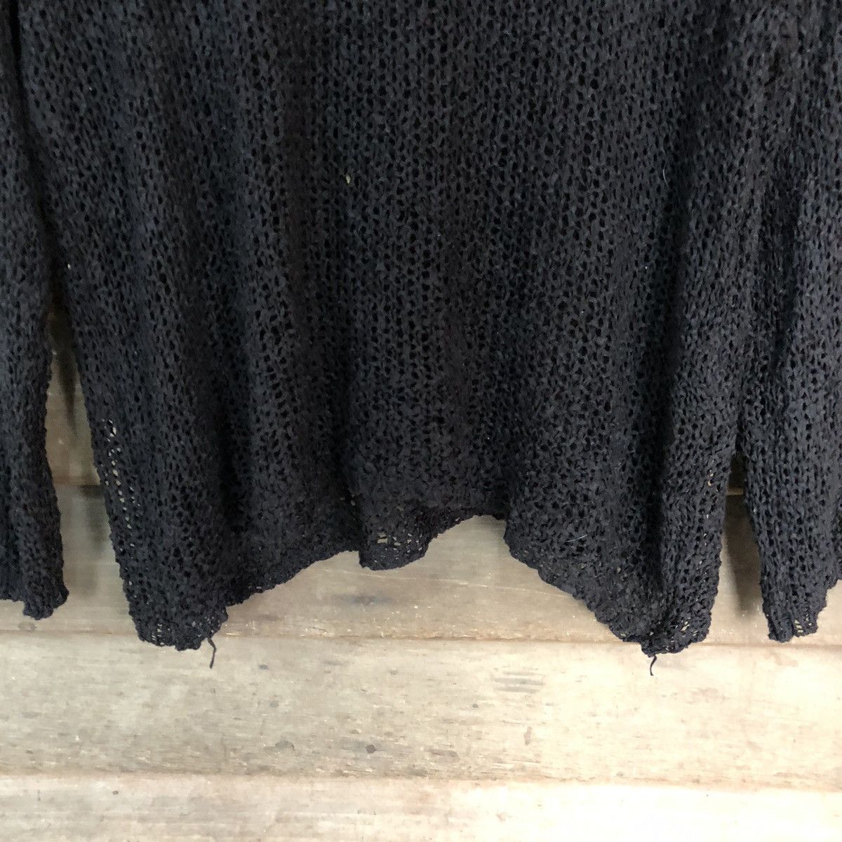 Vintage Japan plain Mesh Net Crochet Black Knitwear #7209 Size L / US 10 / IT 46 - 9 Thumbnail