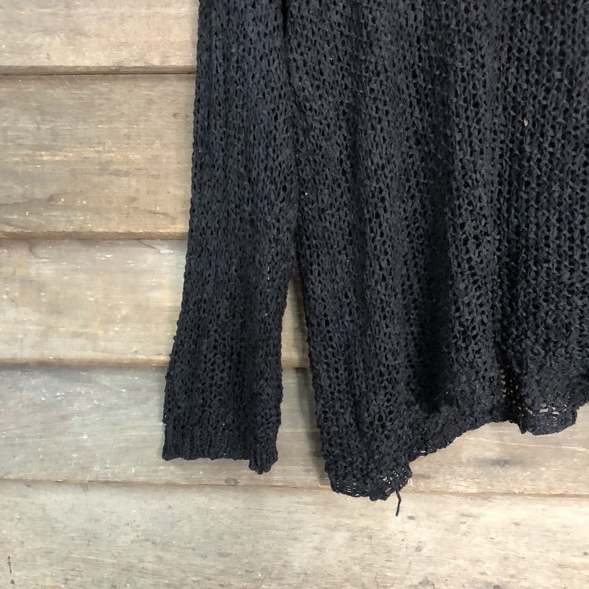 Vintage Japan plain Mesh Net Crochet Black Knitwear #7209 Size L / US 10 / IT 46 - 5 Thumbnail