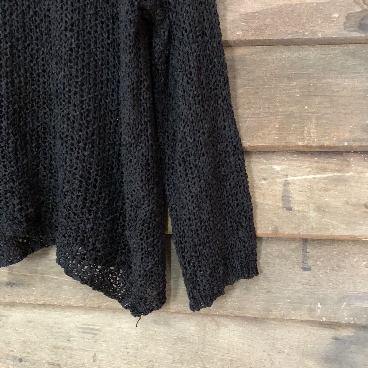 Vintage Japan plain Mesh Net Crochet Black Knitwear #7209 Size L / US 10 / IT 46 - 6 Thumbnail