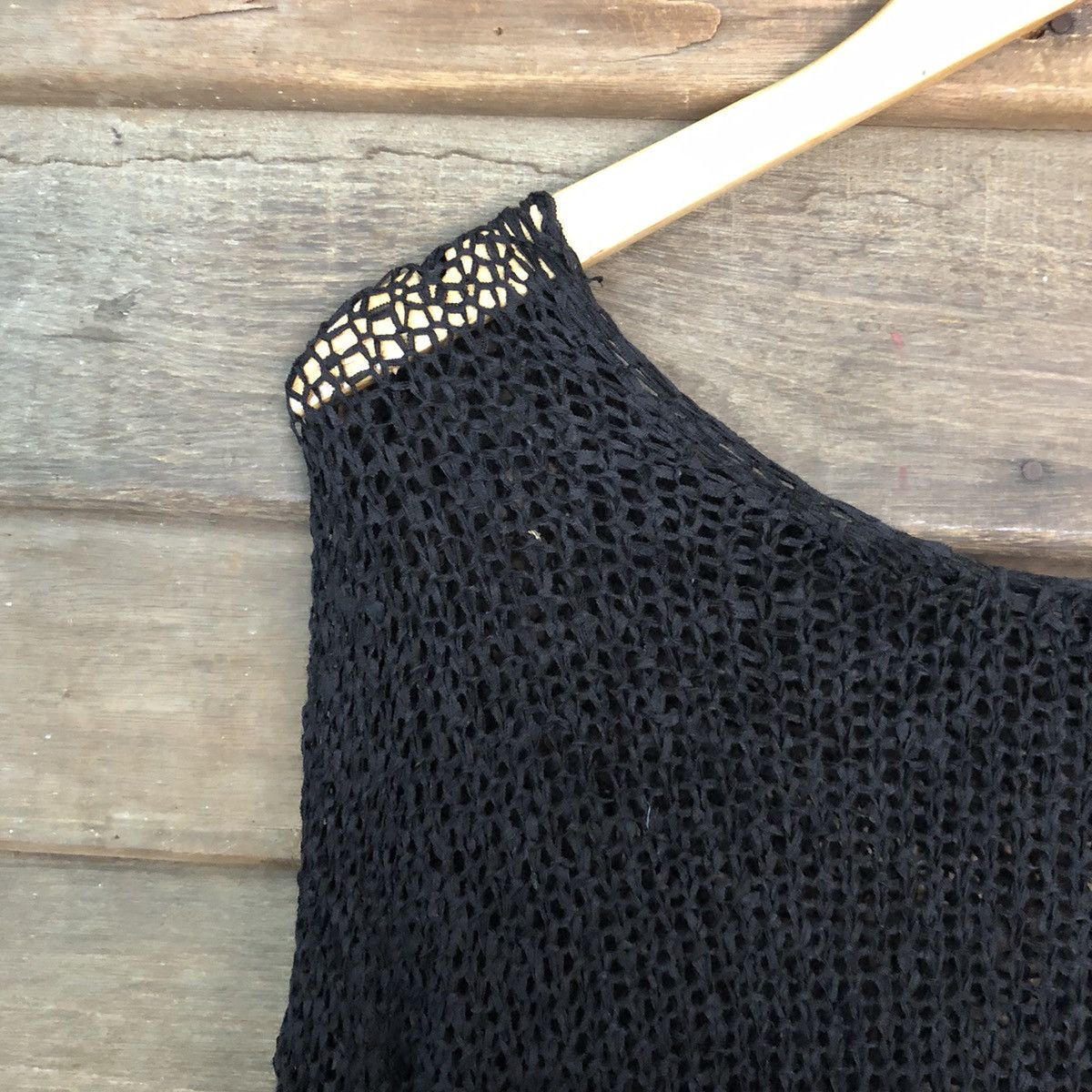 Vintage Japan plain Mesh Net Crochet Black Knitwear #7209 Size L / US 10 / IT 46 - 4 Thumbnail