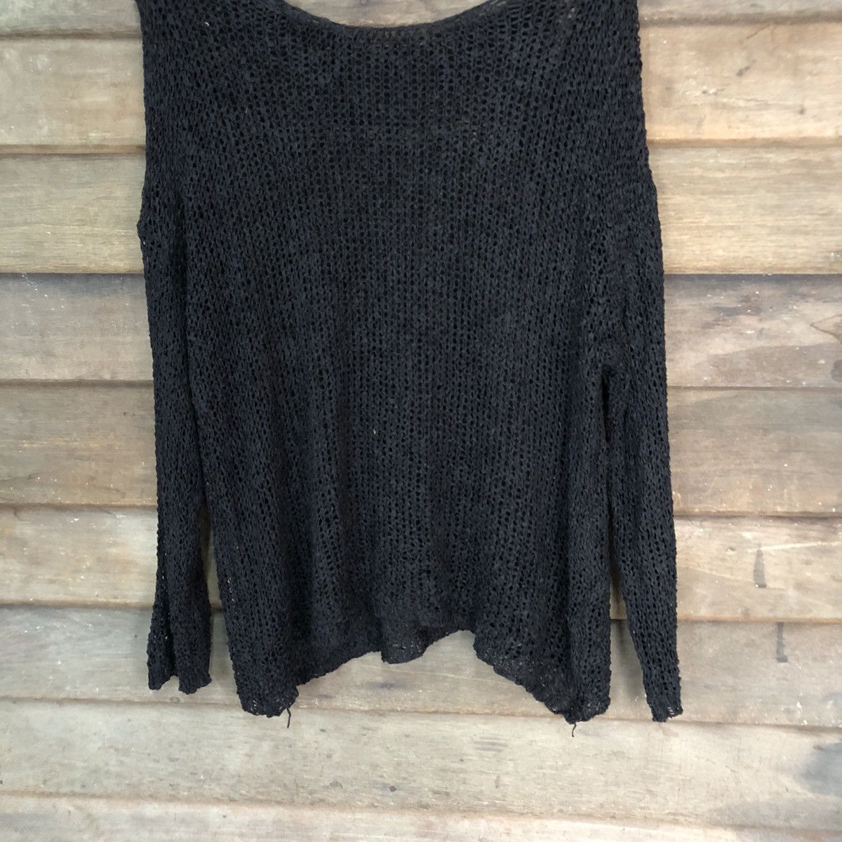 Vintage Japan plain Mesh Net Crochet Black Knitwear #7209 Size L / US 10 / IT 46 - 3 Thumbnail