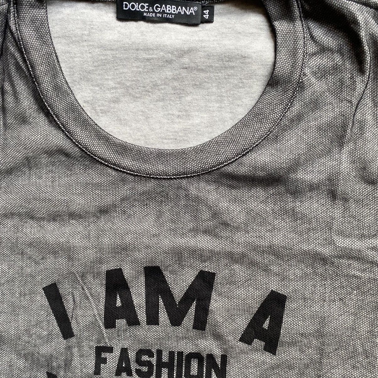 Dolce & Gabbana I Am A Fashion Victim Mesh Layer T Shirt Size US S / EU 44-46 / 1 - 3 Thumbnail