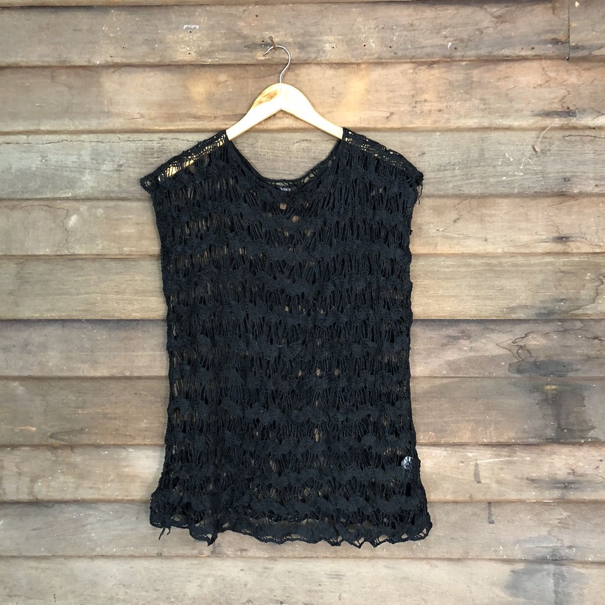 image of Avant Garde x Homespun Knitwear Luxx Mesh Net Crochet Black Knitwear 7208, Women's (Size Medium)