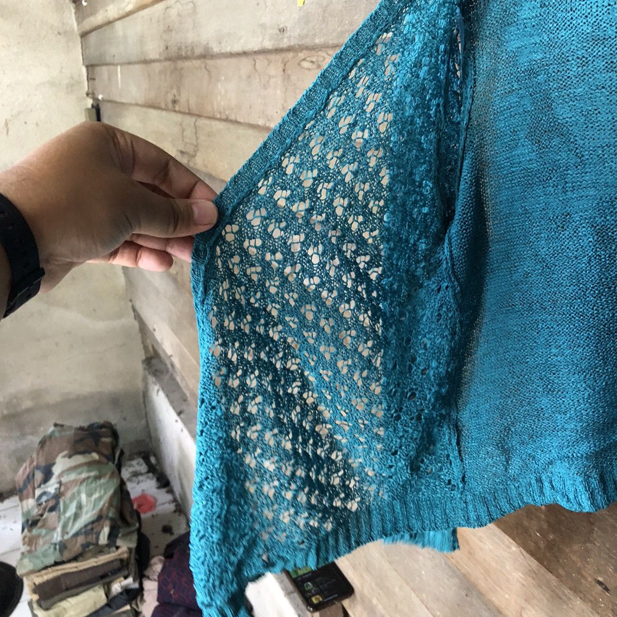 Grailed Katies Mesh Net Crochet Green Knitwear Cardigan #7198 Size S / US 4 / IT 40 - 7 Thumbnail