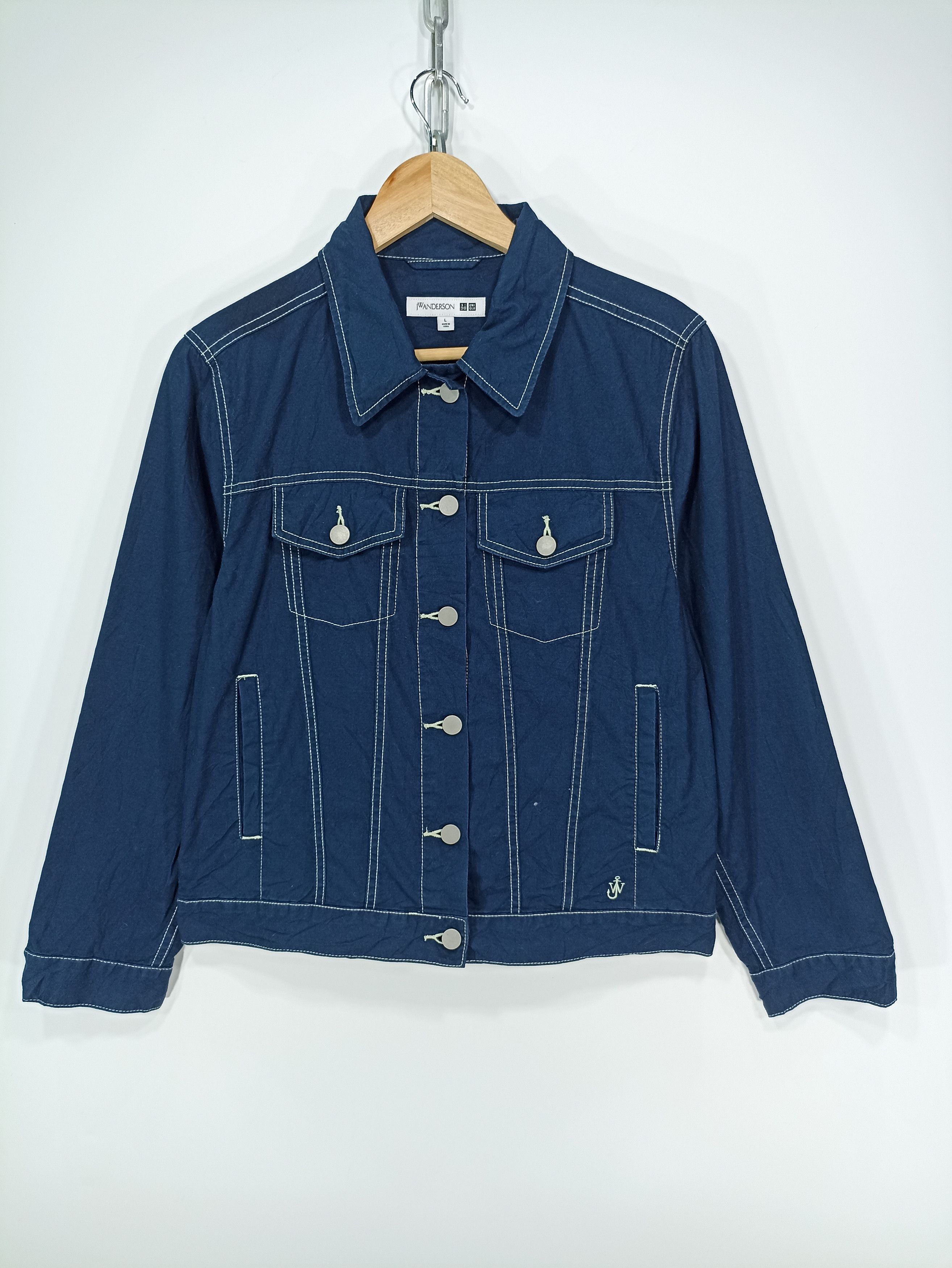 image of J W Anderson x Uniqlo Jw Anderson Uniqlo Trucker Jacket in Blue, Women's (Size Large)