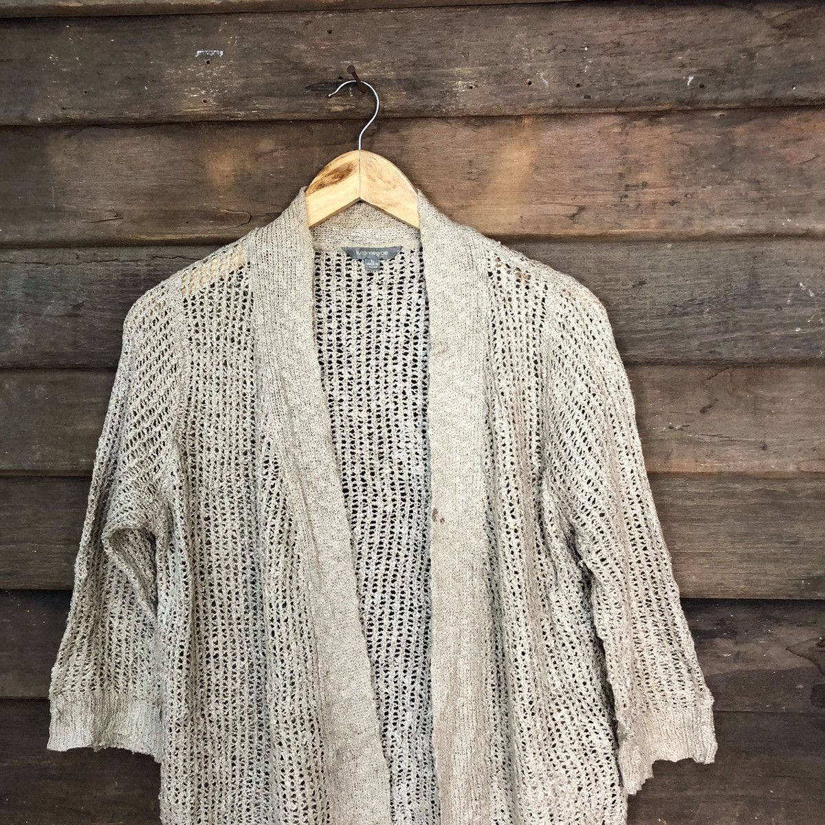 Other Suzanne Rae Mesh Net Crochet Brown Cardigan Knitwear #7203 Size L / US 10 / IT 46 - 2 Thumbnail